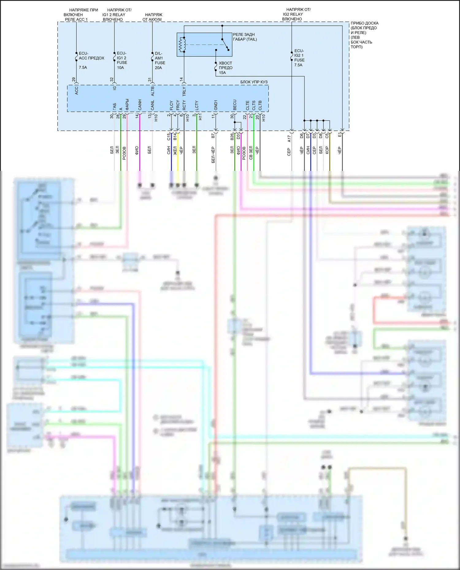 ES Lexus XV60 рестайлинг (2015-2018): Электросхема фар и фонарей (1 из 3) 