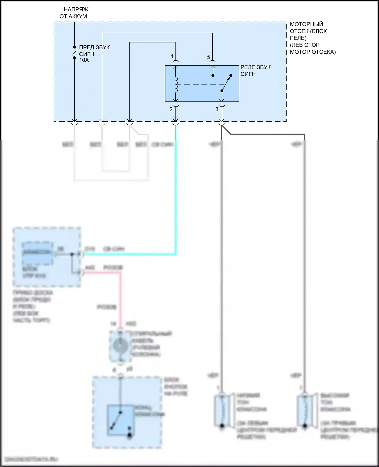 ES Lexus XV60 рестайлинг (2015-2018): Электросхема клаксона 