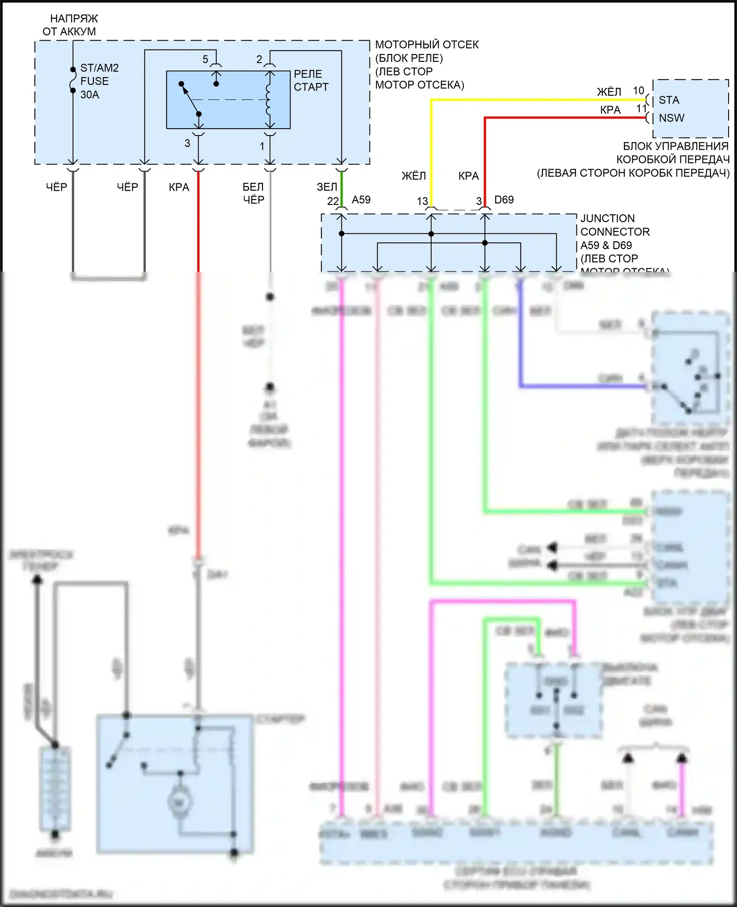 ES Lexus XV60 рестайлинг (2015-2018): Электросхема стартера 