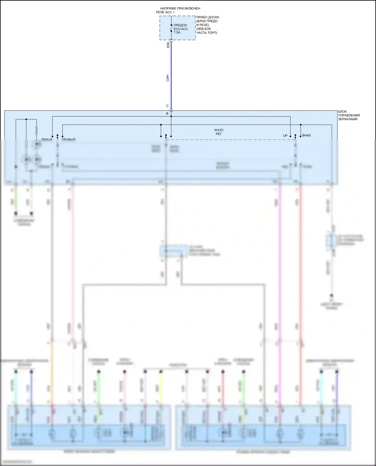 ES Lexus XV60 рестайлинг (2015-2018): Электросхема управления зеркалами заднего вида 