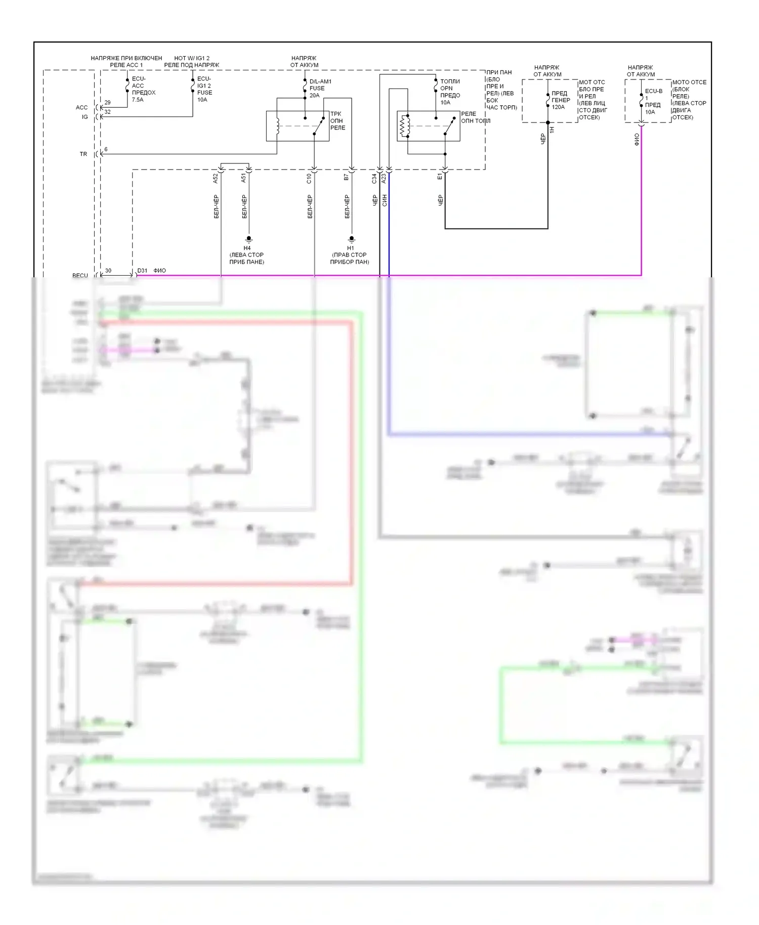 ES Lexus XV60 (2012-2015): Электросхема открытия багажника и лючка топливного бака 