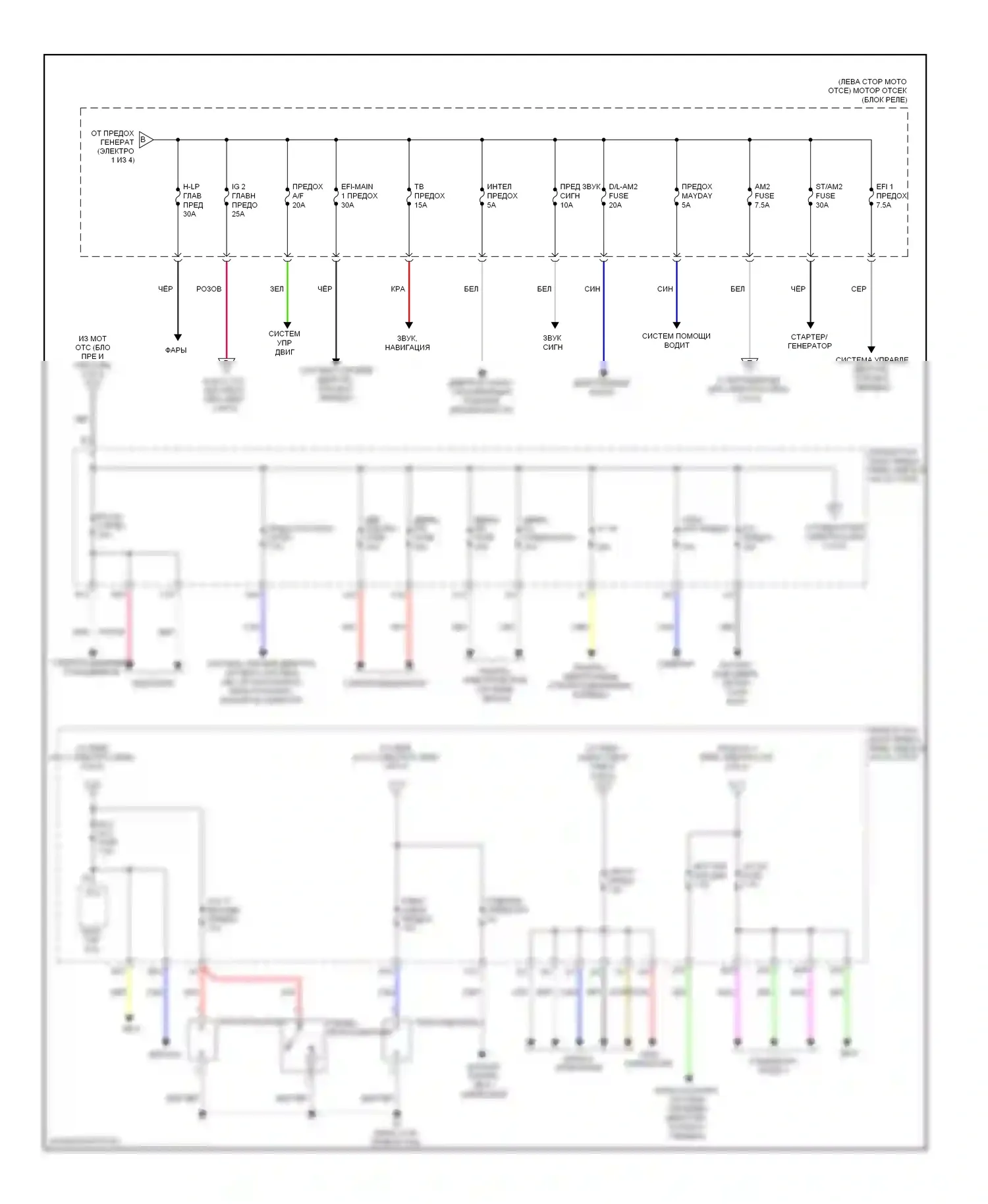 ES Lexus XV60 (2012-2015): Электросхема блока предохранителей реле (2 из 4) 