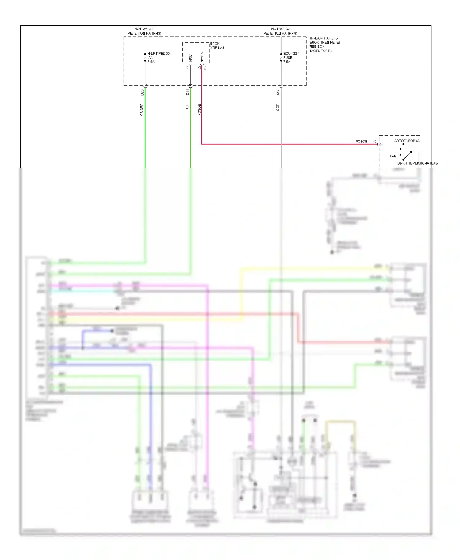 ES Lexus XV60 (2012-2015): Электросхема корректора фар 