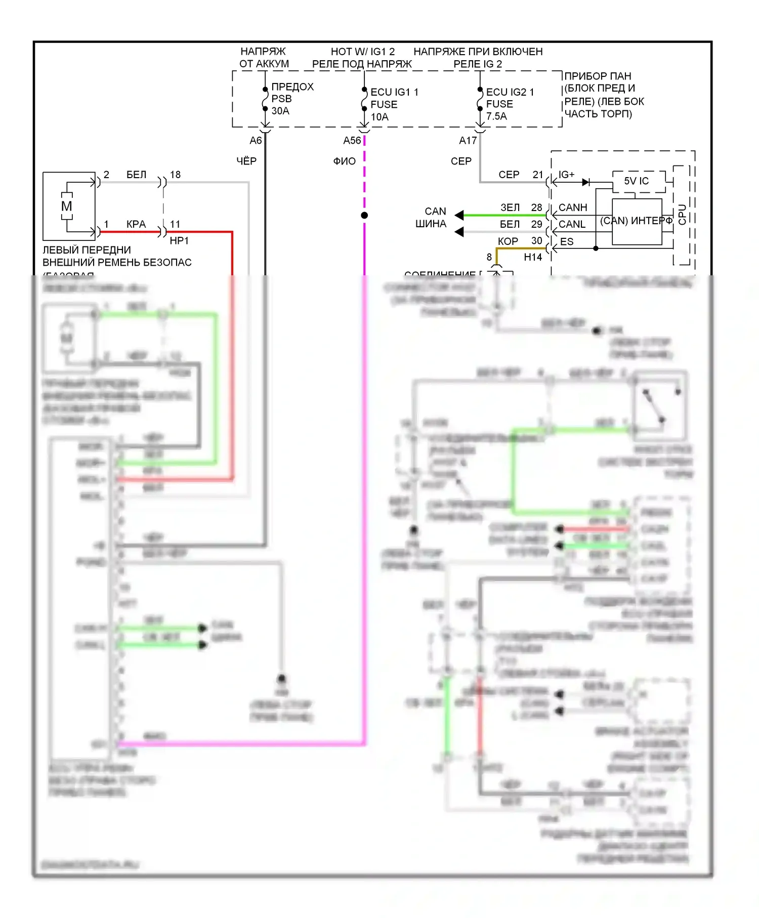 ES Lexus XV60 (2012-2015): Электросхема до экстренного торможения 