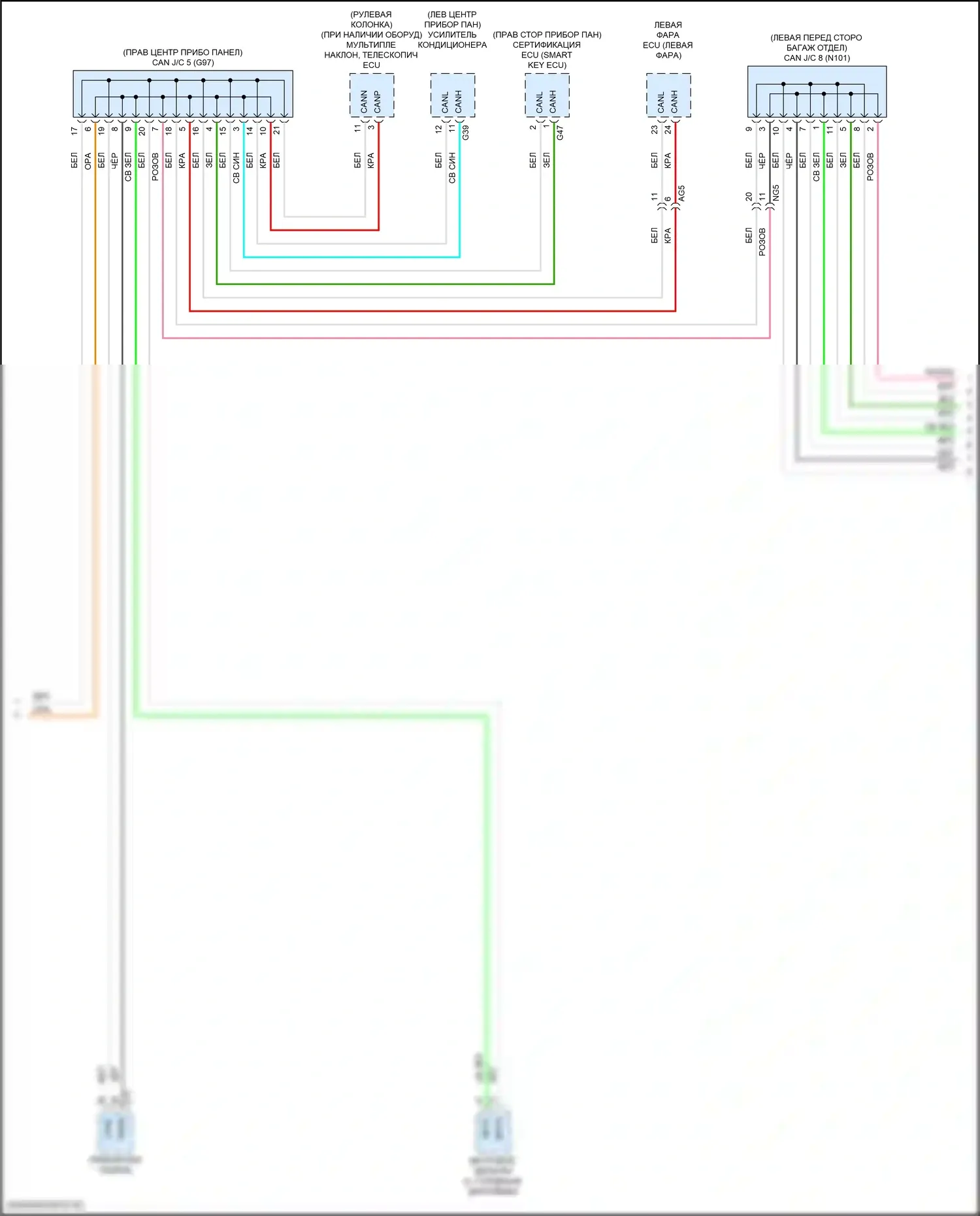 ES Lexus XV70 рестайлинг (2021-2024): Электросхема блоков управления кузовом (2 из 3) 