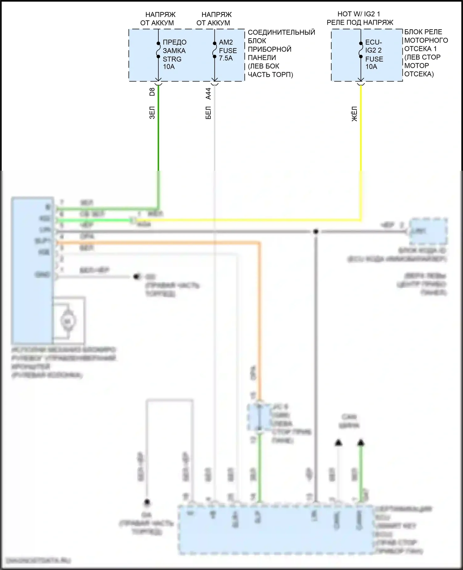 ES Lexus XV70 рестайлинг (2021-2024): Электросхема рулевой колонки 