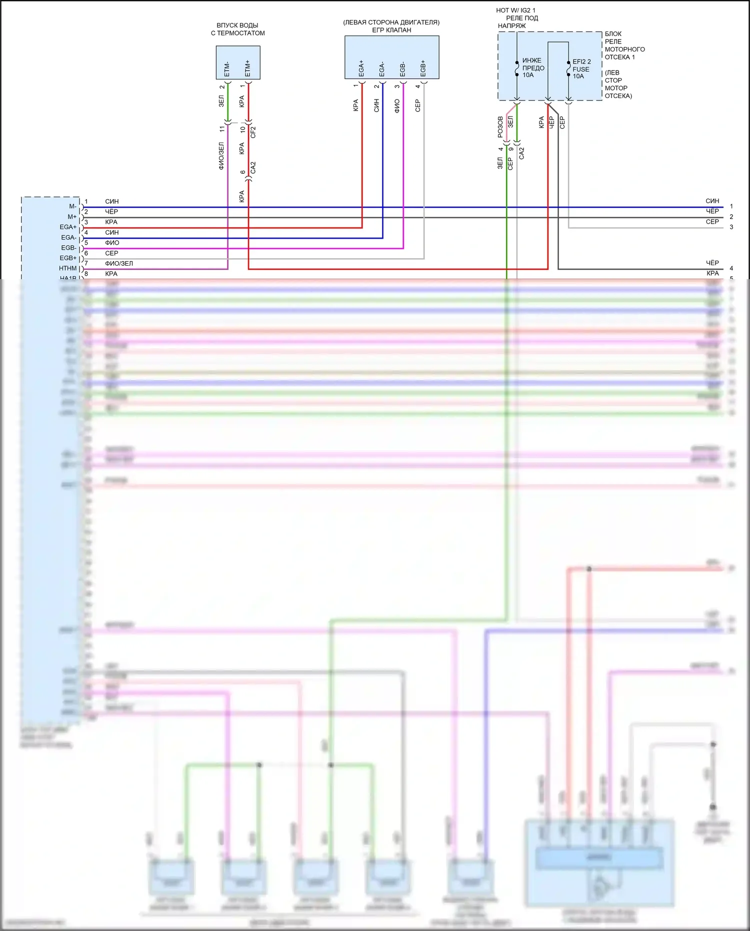 ES Lexus XV70 рестайлинг (2021-2024): Электросхема двигатель 2.5л гибрид, электросхема органов управления двигателем (1 из 7) 