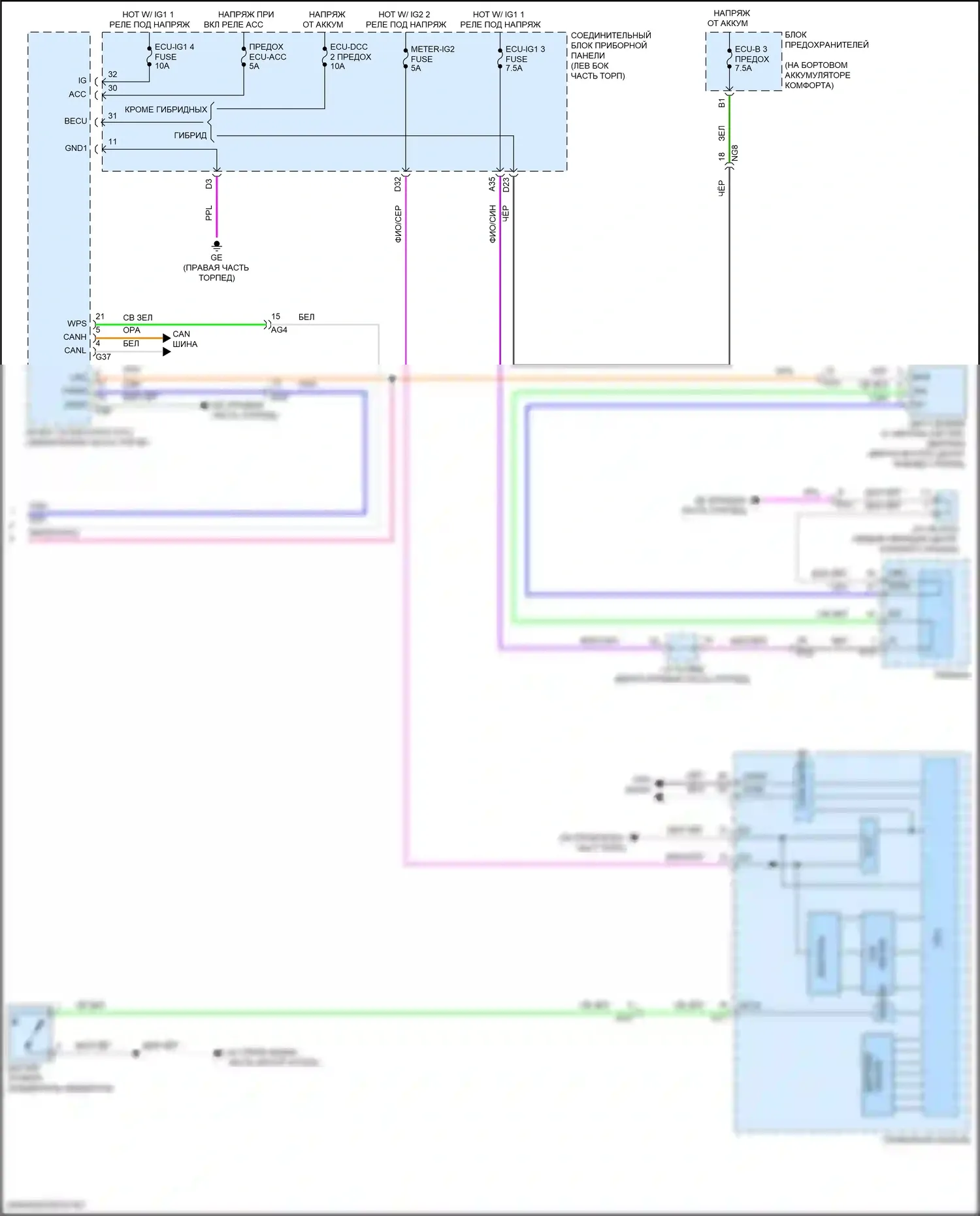 ES Lexus XV70 рестайлинг (2021-2024): Дворники и омыватели электросхема (2 из 2) 