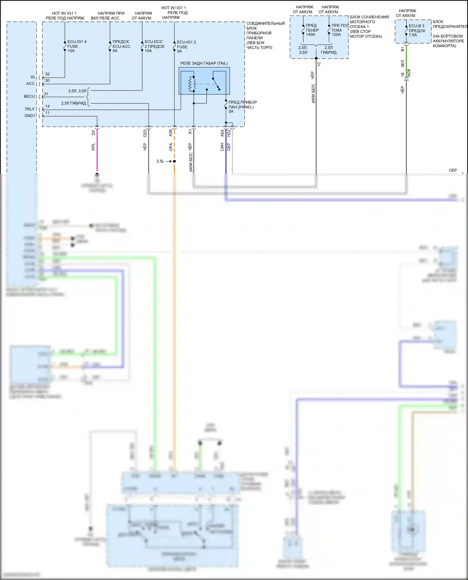 ES Lexus XV70 рестайлинг (2021-2024): Электросхема подсветки приборной панели (1 из 4) 