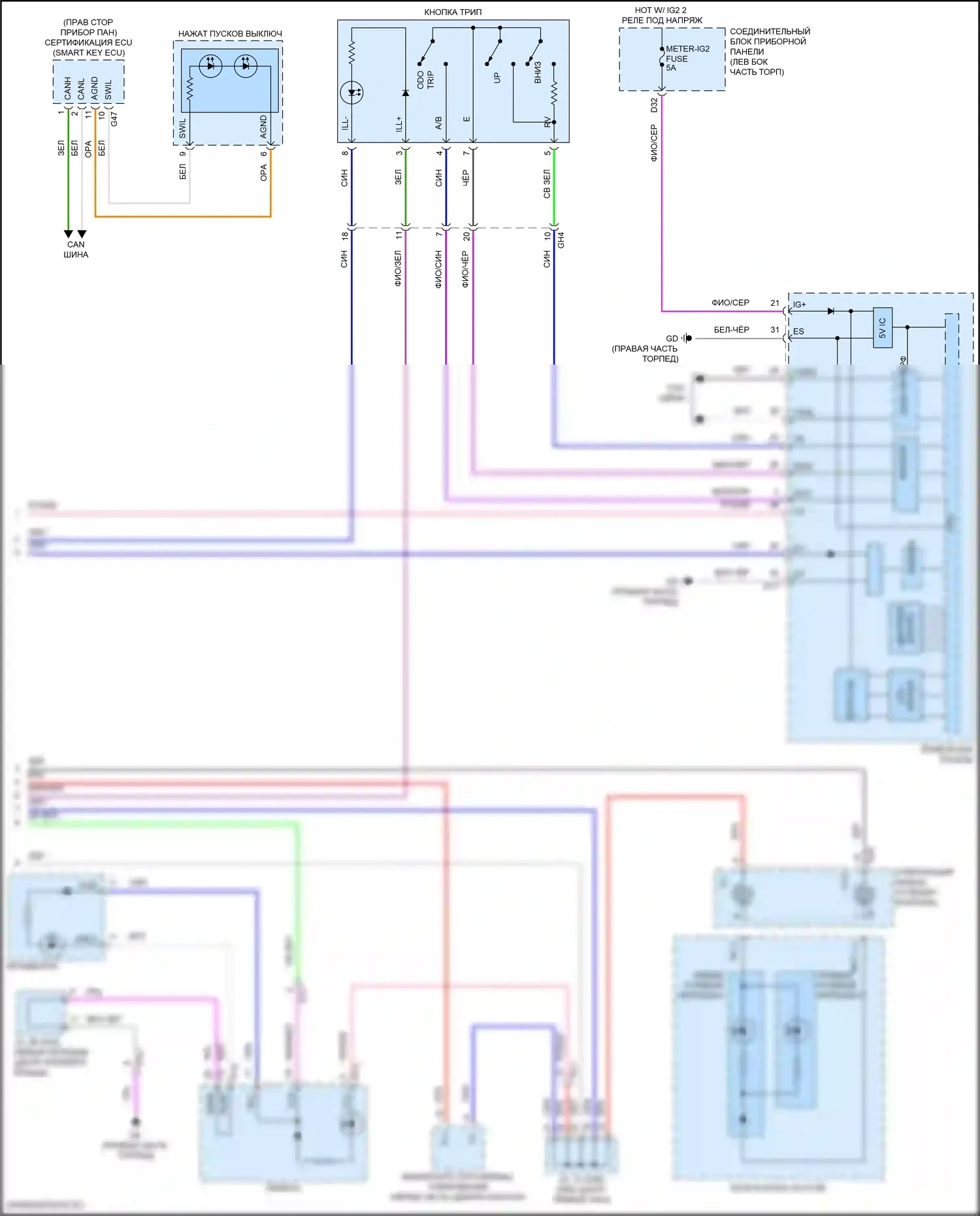 ES Lexus XV70 рестайлинг (2021-2024): Электросхема подсветки приборной панели (4 из 4) 