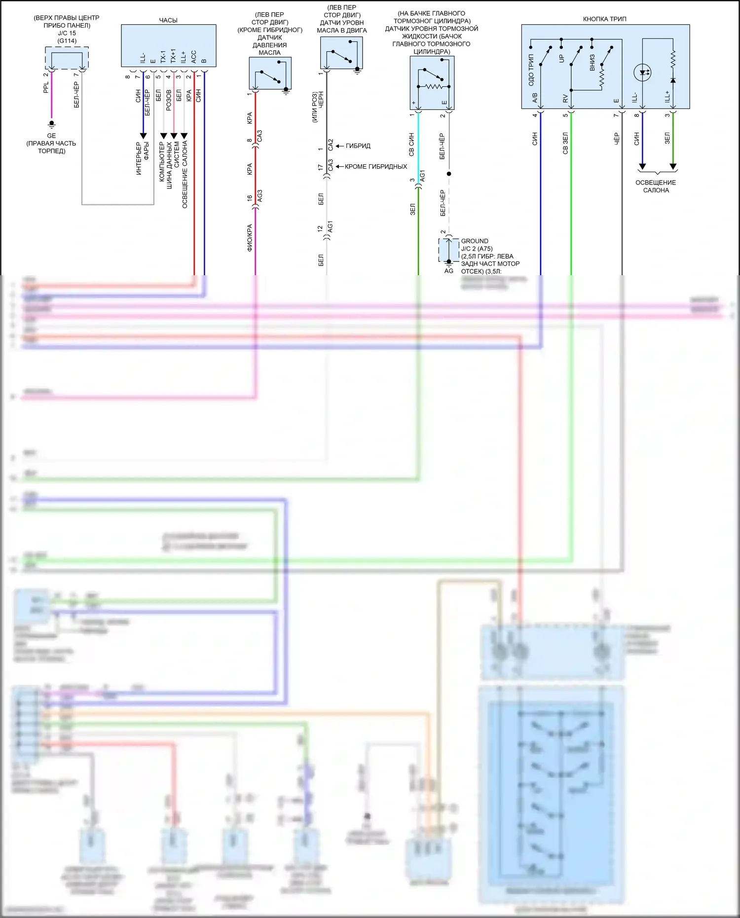 ES Lexus XV70 рестайлинг (2021-2024): Электросхема приборной панели (2 из 3) 