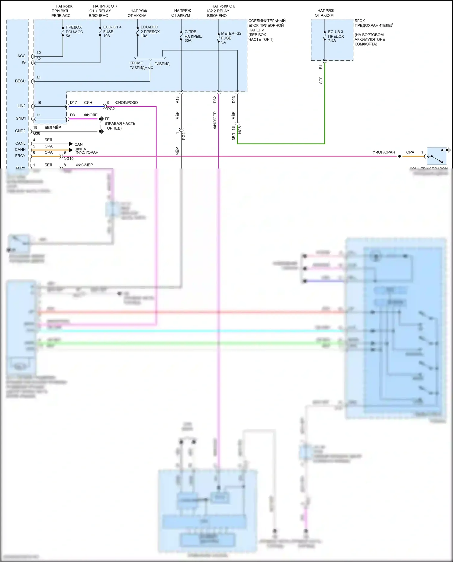 ES Lexus XV70 рестайлинг (2021-2024): Электросхема складной крыши/люка 