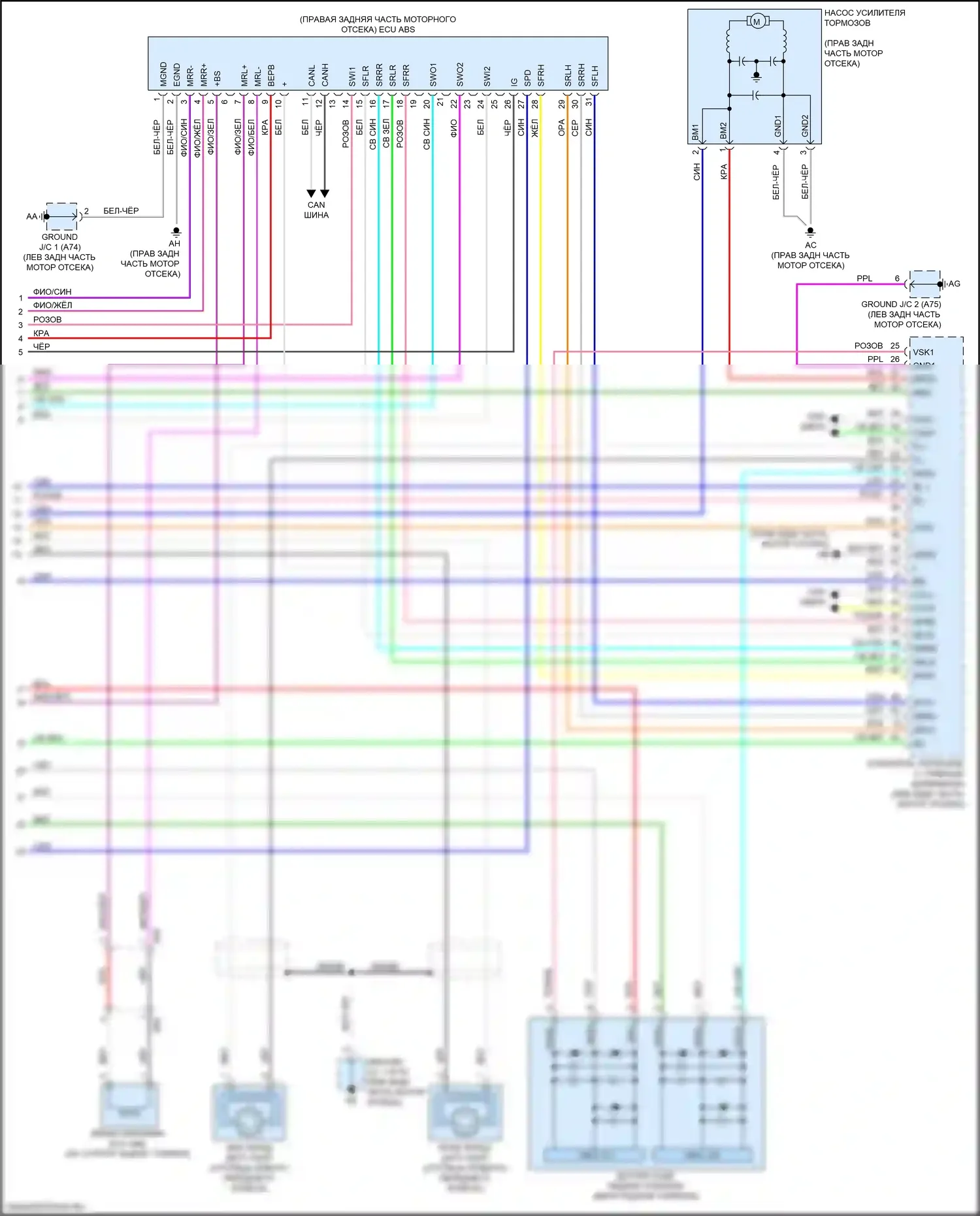 ES Lexus XV70 (2018-2021): Антиблокировочная система abs электросхема (3 из 3) 
