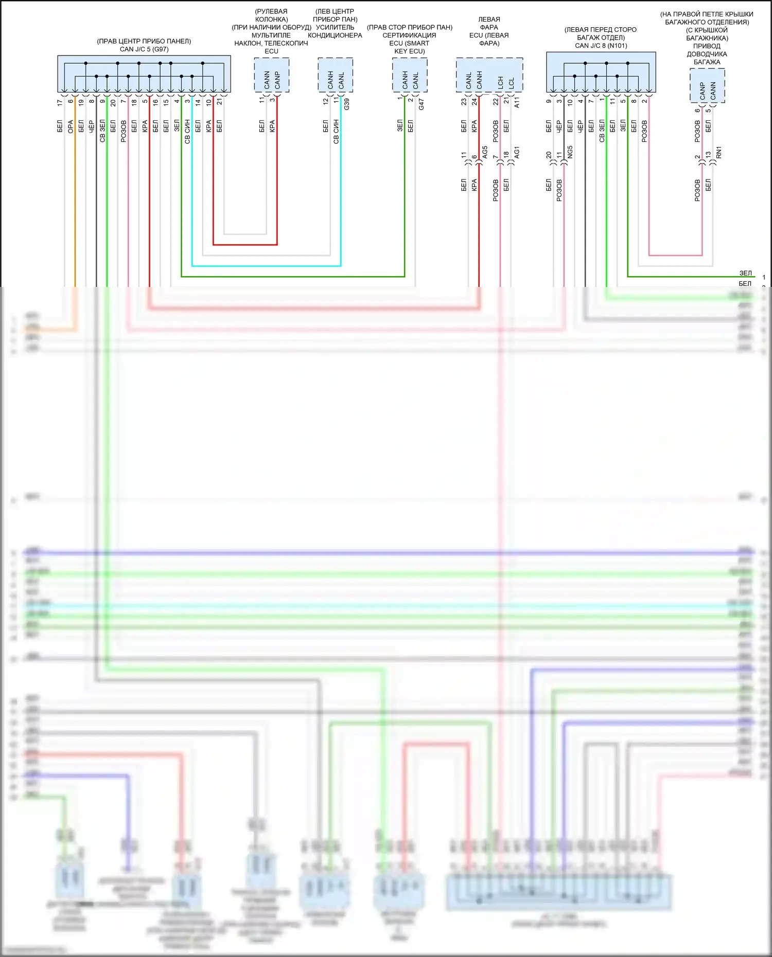 ES Lexus XV70 (2018-2021): Can шина электросхема (2 из 4) 