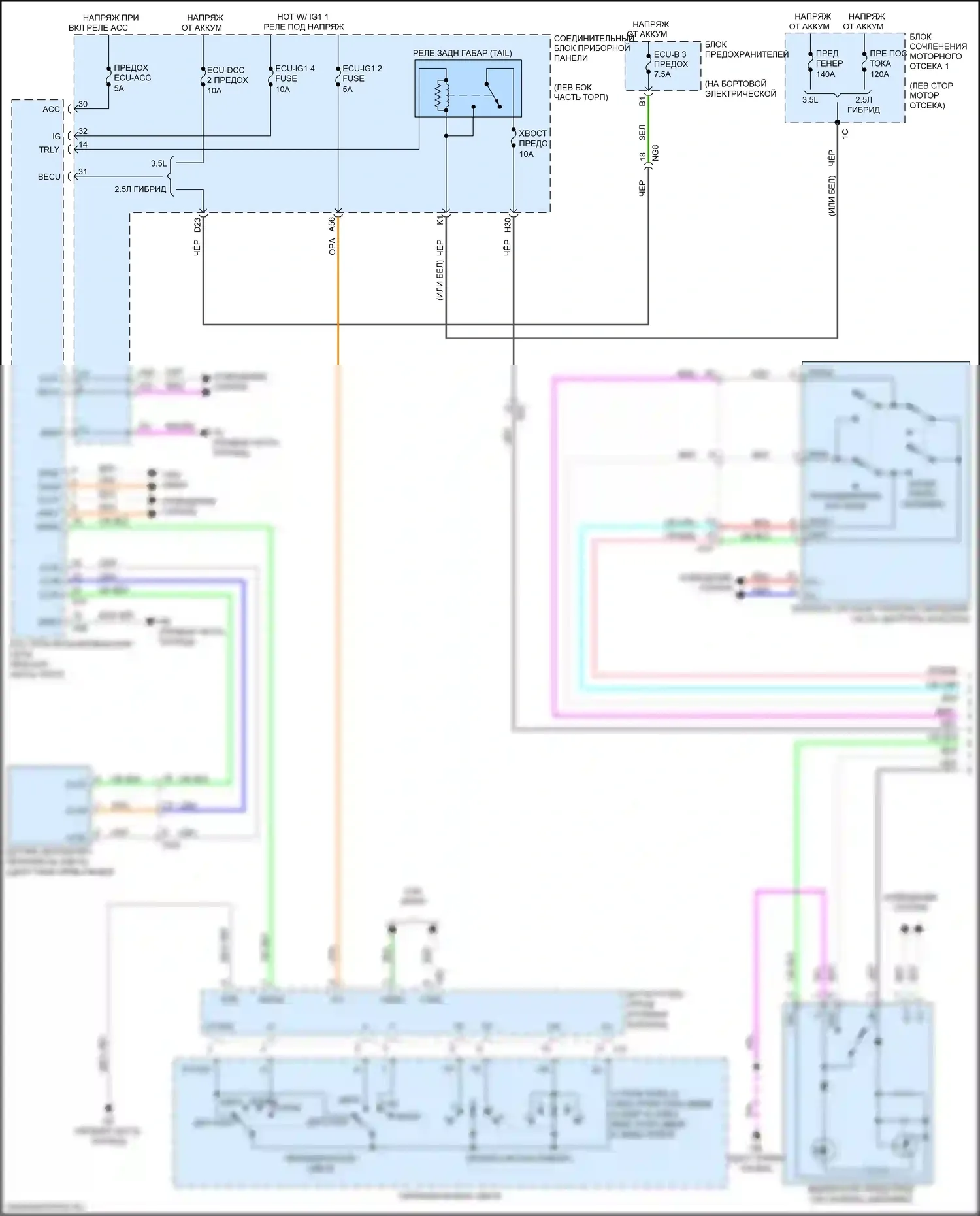 ES Lexus XV70 (2018-2021): Электросхема фар и фонарей (1 из 4) 