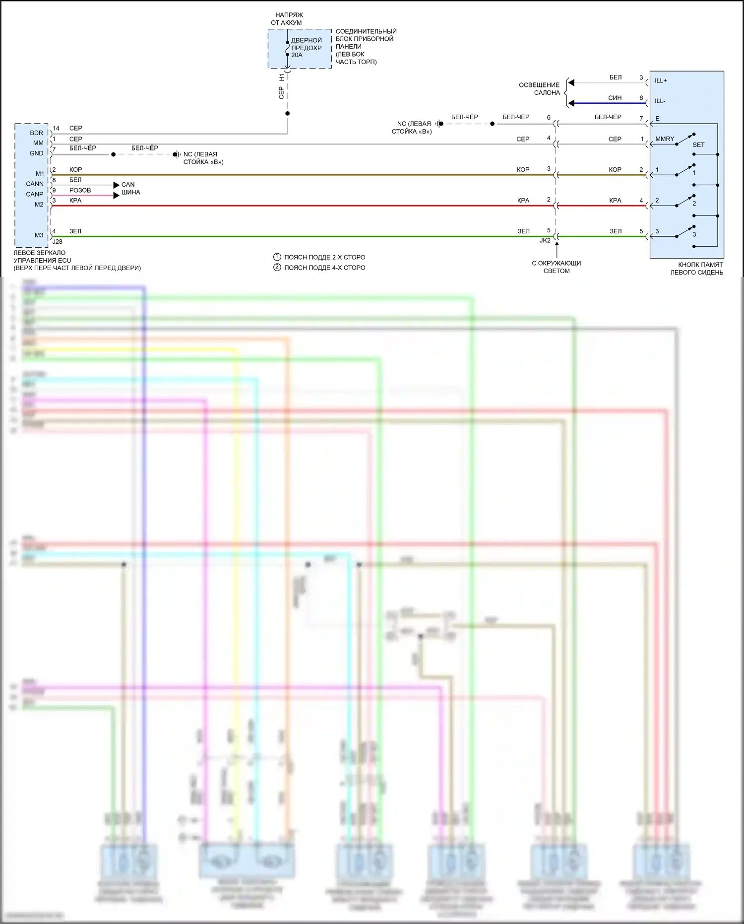 ES Lexus XV70 (2018-2021): Электросхема сиденья памяти водителя, tmmk сделано (2 из 2) 