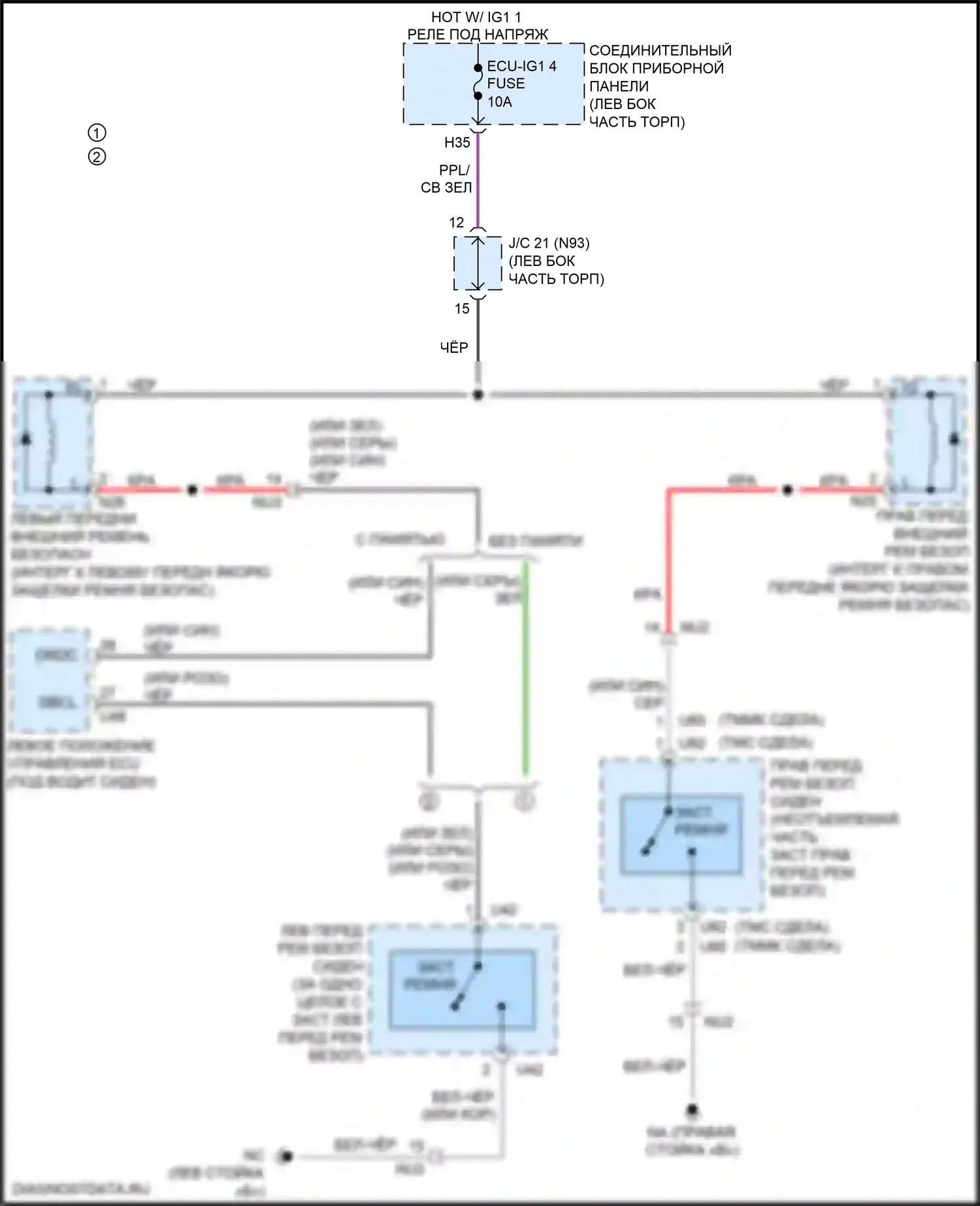ES Lexus XV70 (2018-2021): Электросхема подушек безопасности 