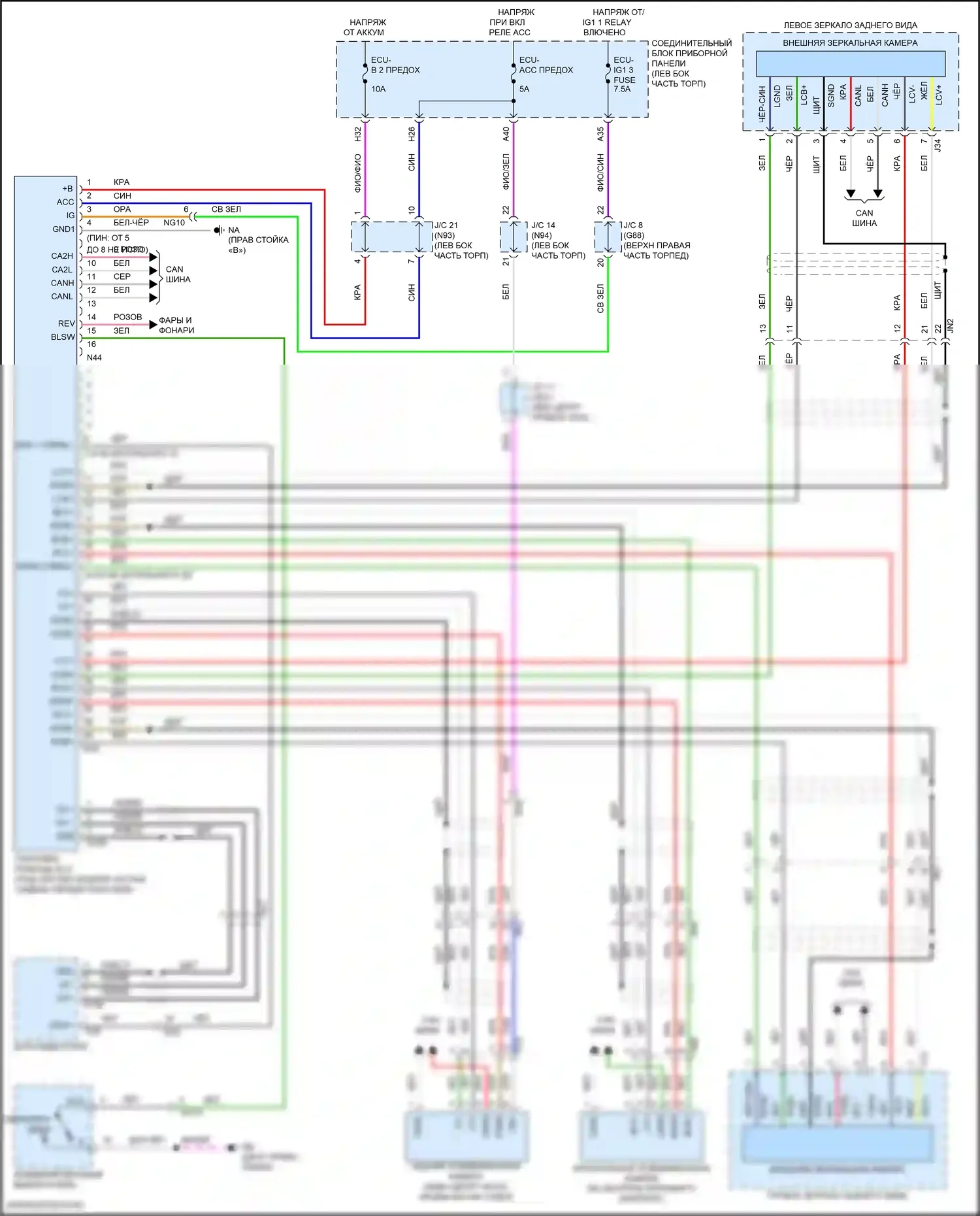ES Lexus XV70 (2018-2021): Электросхема парктроника 