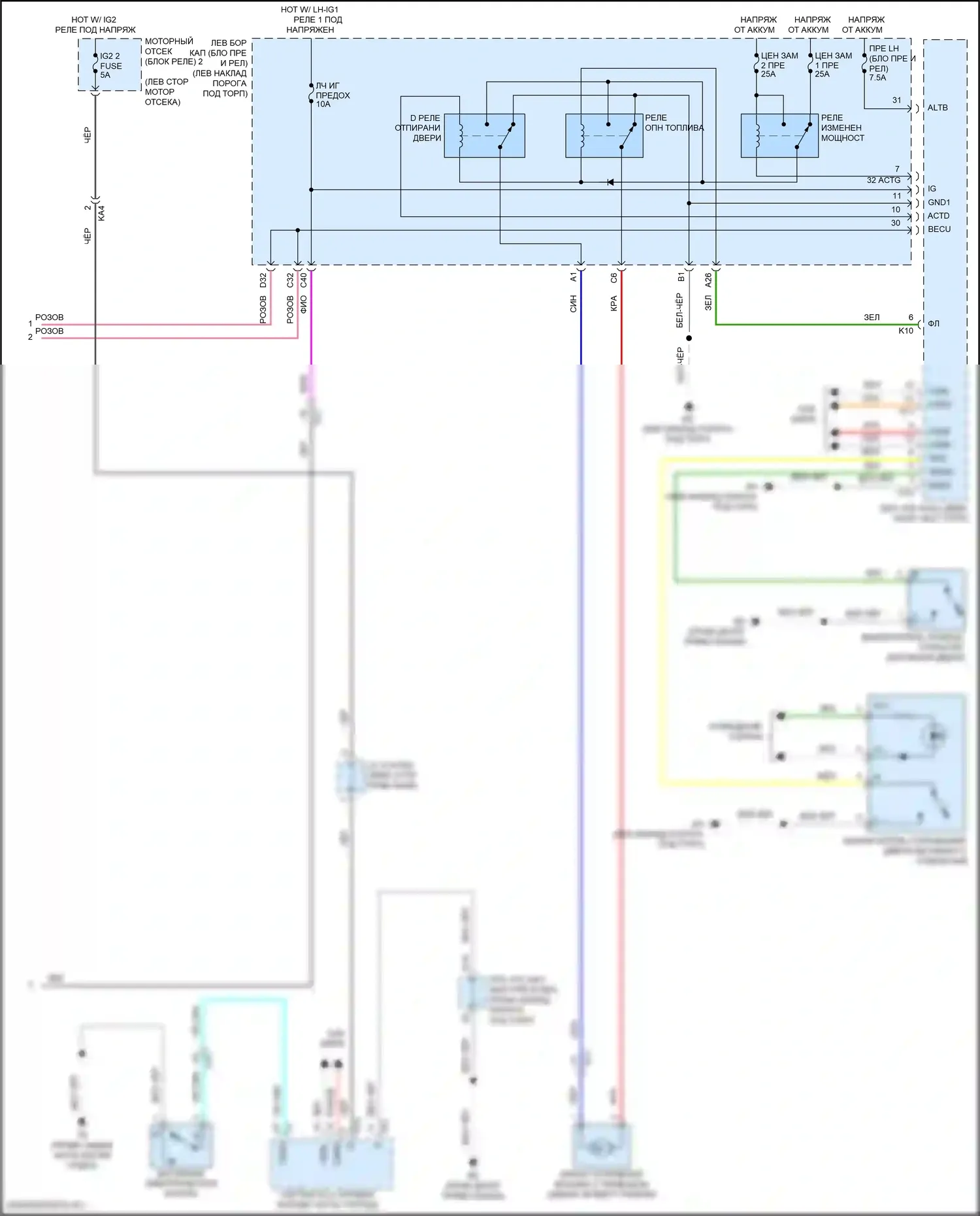 GS F Lexus I (2015-2020): Электросхема открытия багажника и лючка топливного бака (2 из 2) 