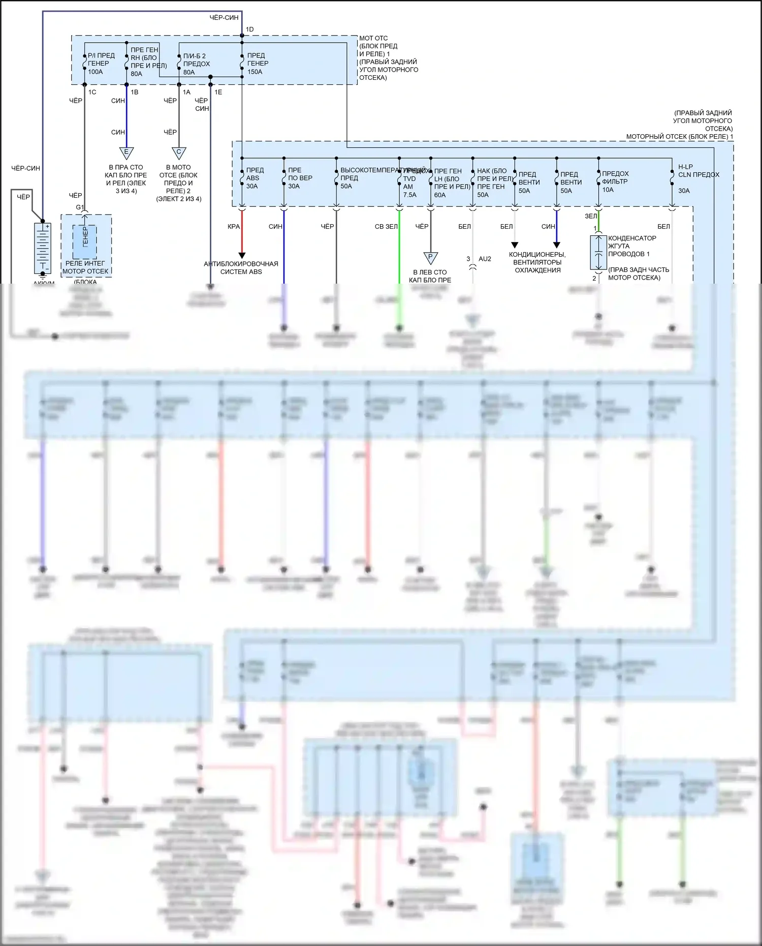 GS F Lexus I (2015-2020): Электросхема блока предохранителей реле (1 из 4) 