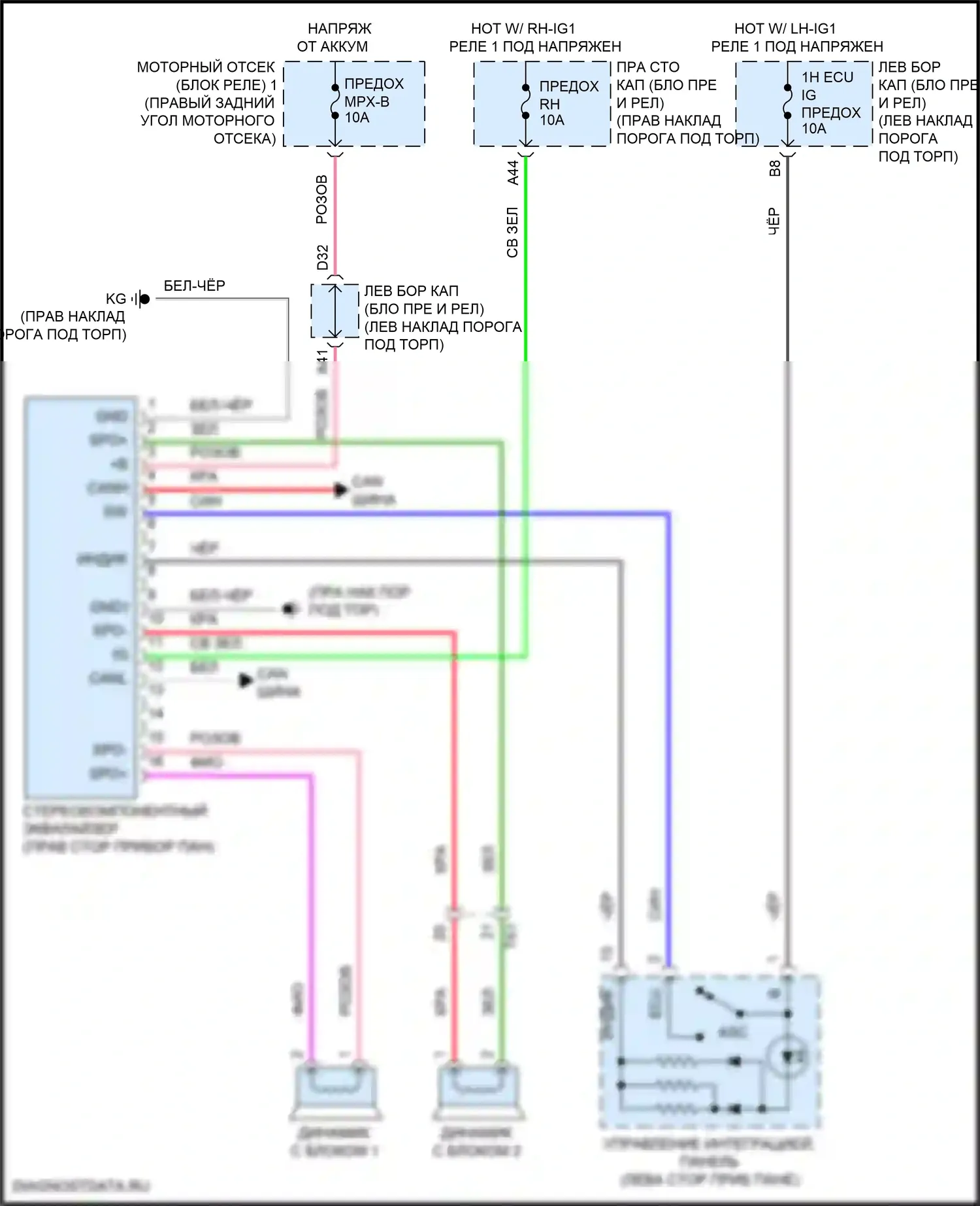 GS F Lexus I (2015-2020): Электросхема активного звукового контроля 
