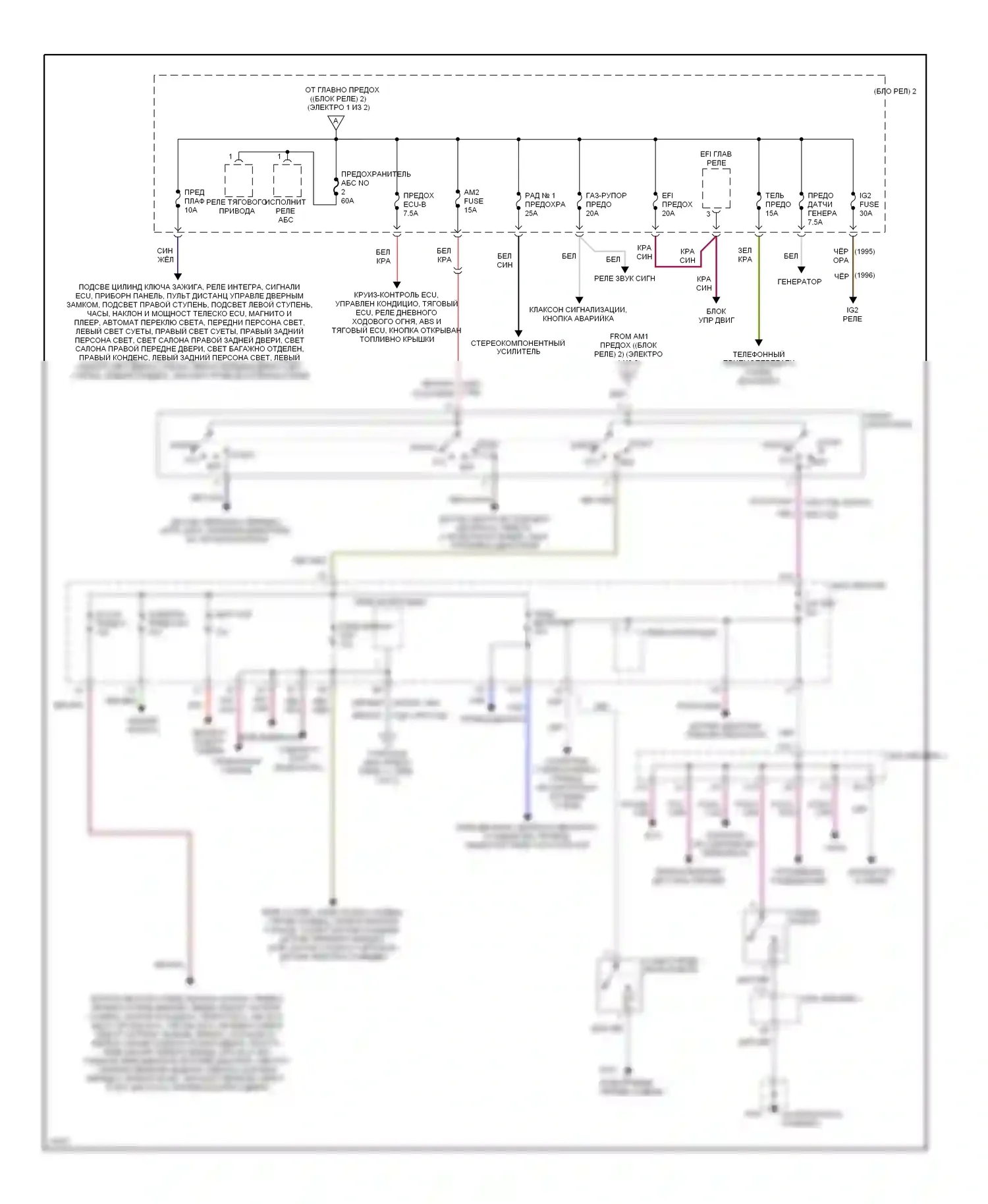 GS Lexus I (1993-1997): Электросхема блока предохранителей реле (2 из 2) 