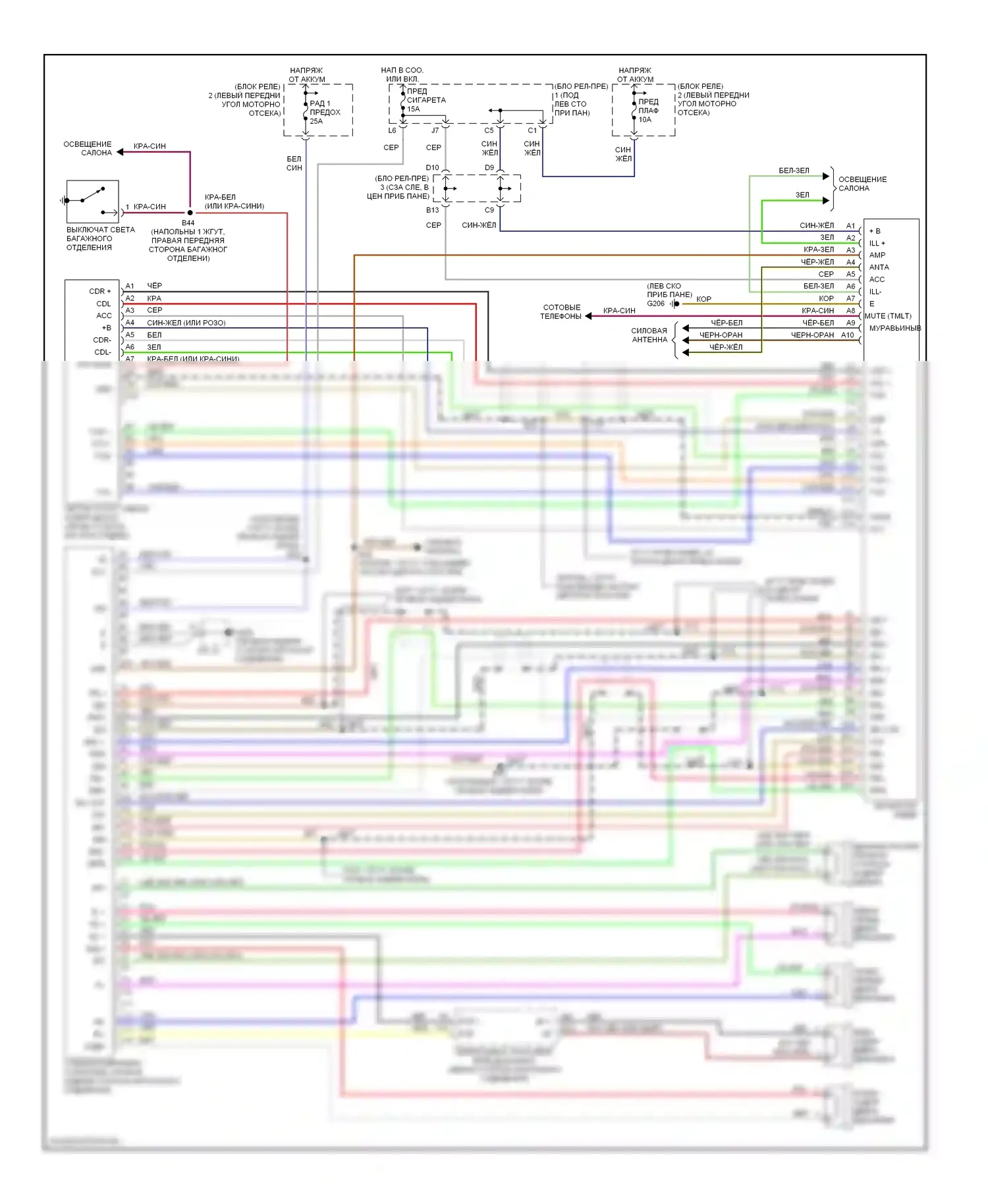 GS Lexus I (1993-1997): Магнитола электросхем 