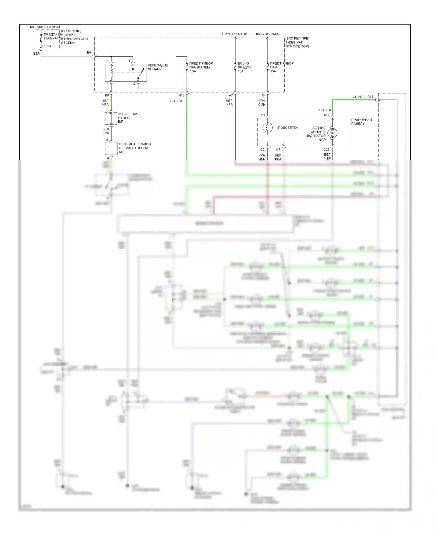 GS Lexus I (1993-1997): Электросхема подсветки приборной панели 