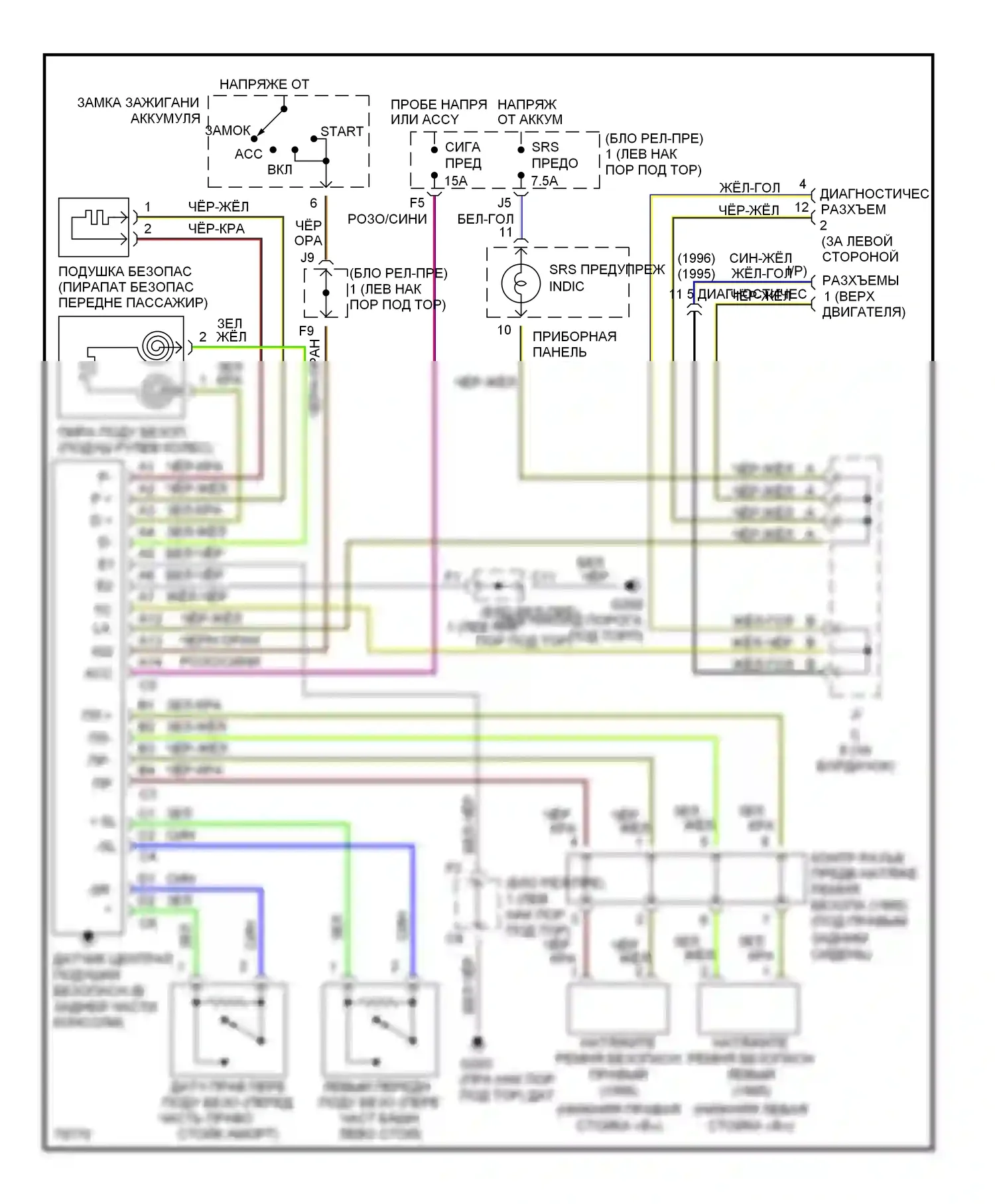 GS Lexus I (1993-1997): Электросхема подушек безопасности 