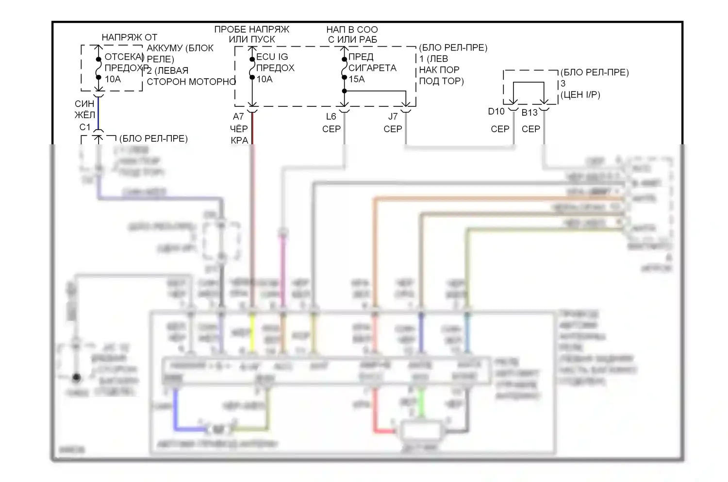 GS Lexus I (1993-1997): Электросхема силовой антенны 