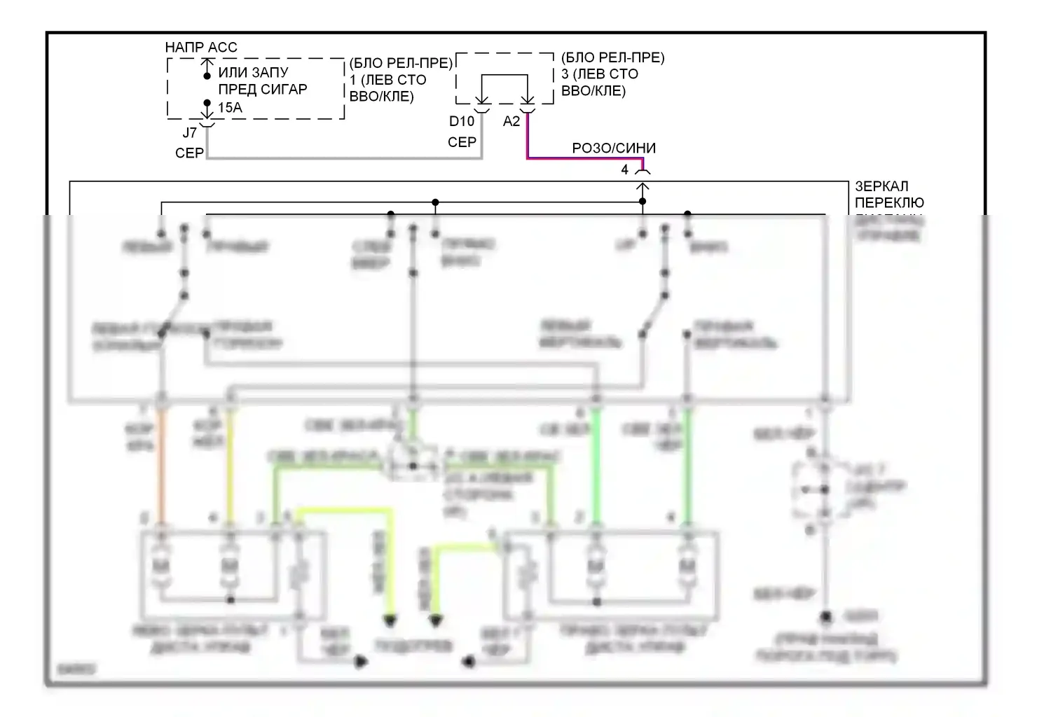 GS Lexus I (1993-1997): Электросхема силового зеркала 