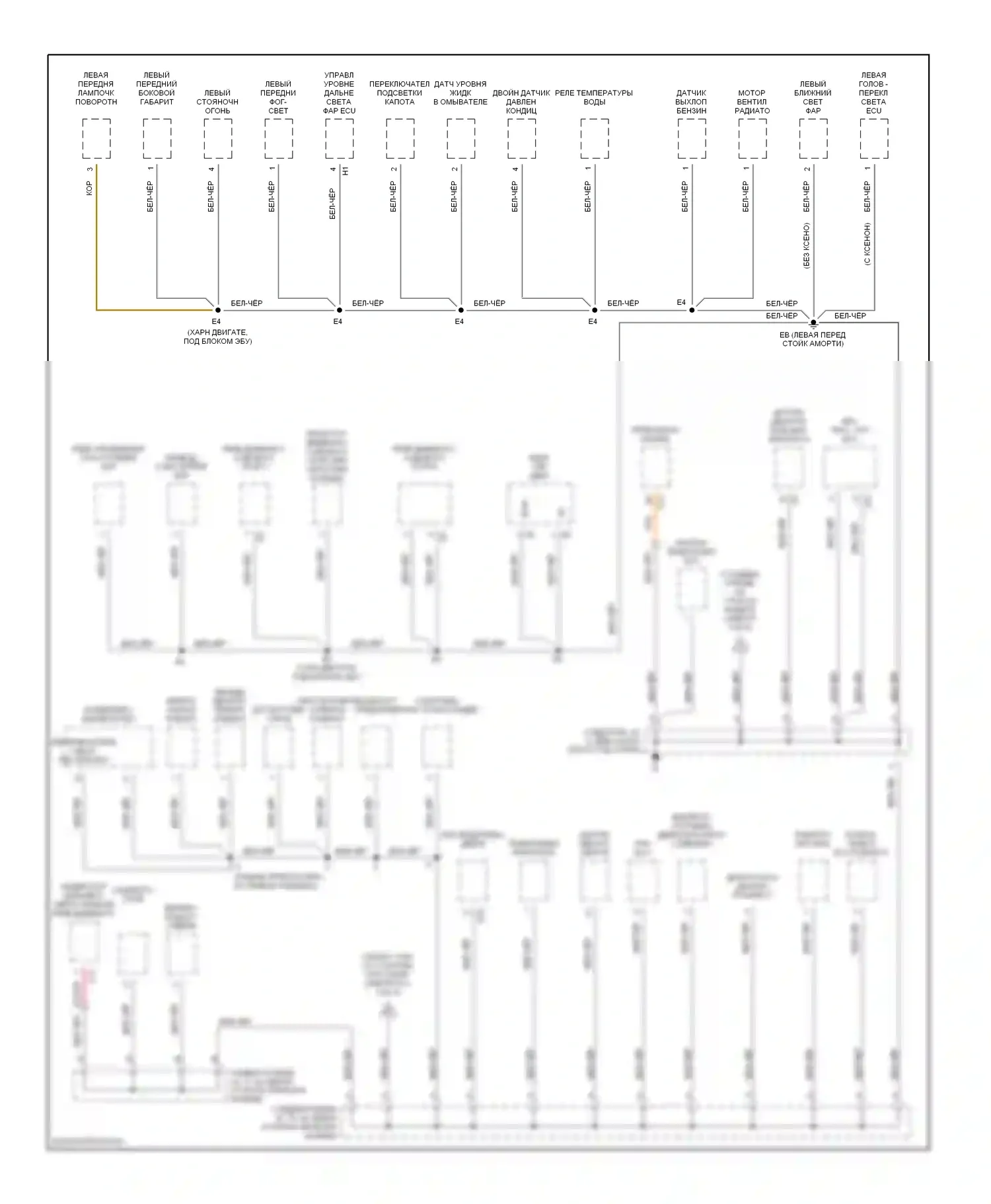 GS Lexus II рестайлинг (2000-2004): Электросхема точек подключения масс (2 из 4) 