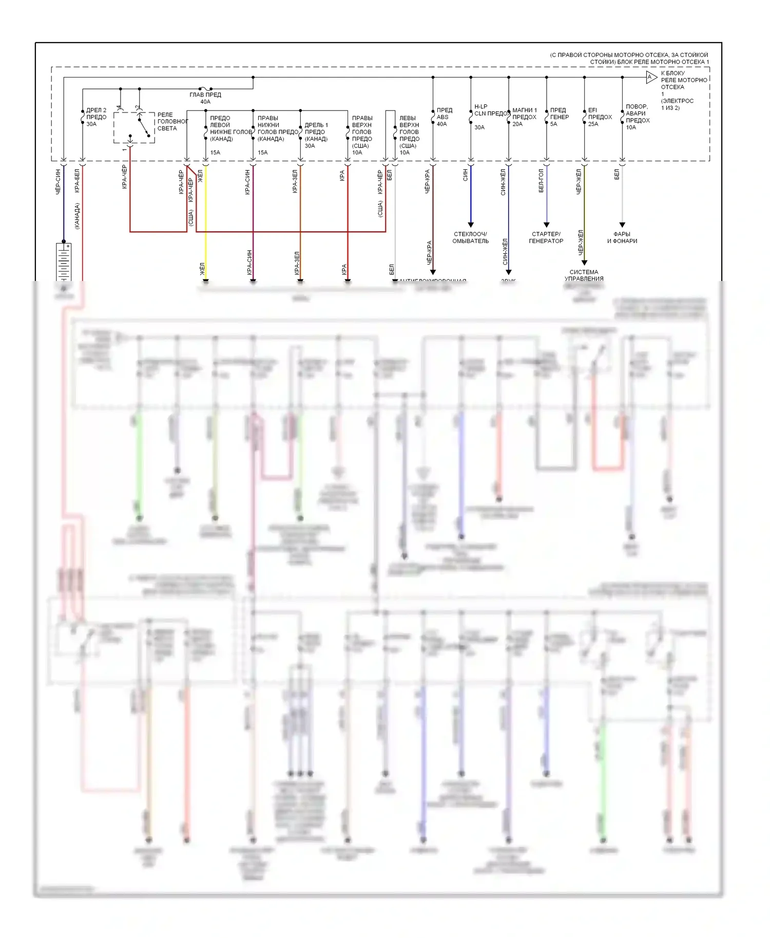 GS Lexus II (1997-2000): Электросхема блока предохранителей реле (1 из 2) 