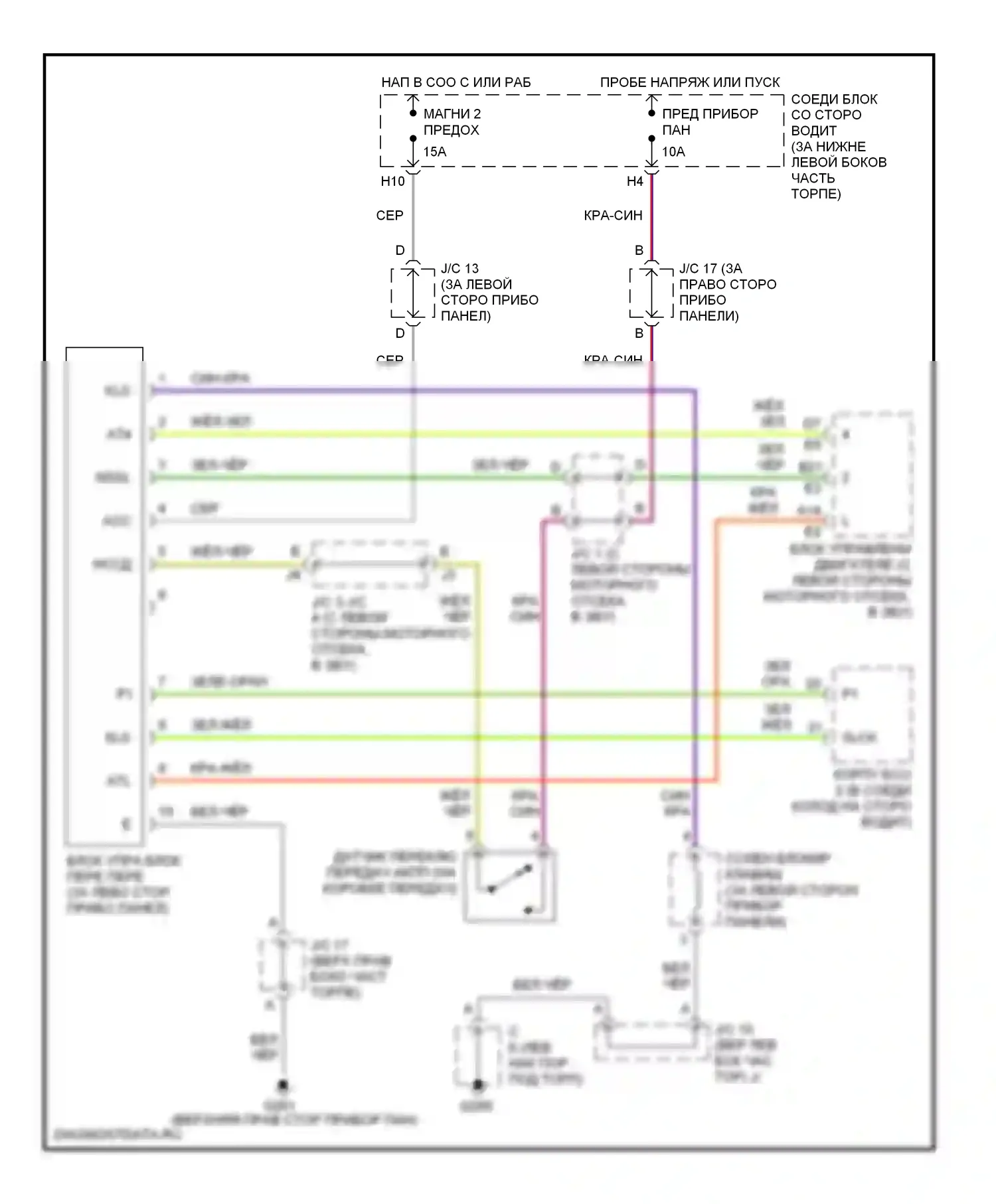 GS Lexus II (1997-2000): 3.0л, электросхема блокировки селектора 