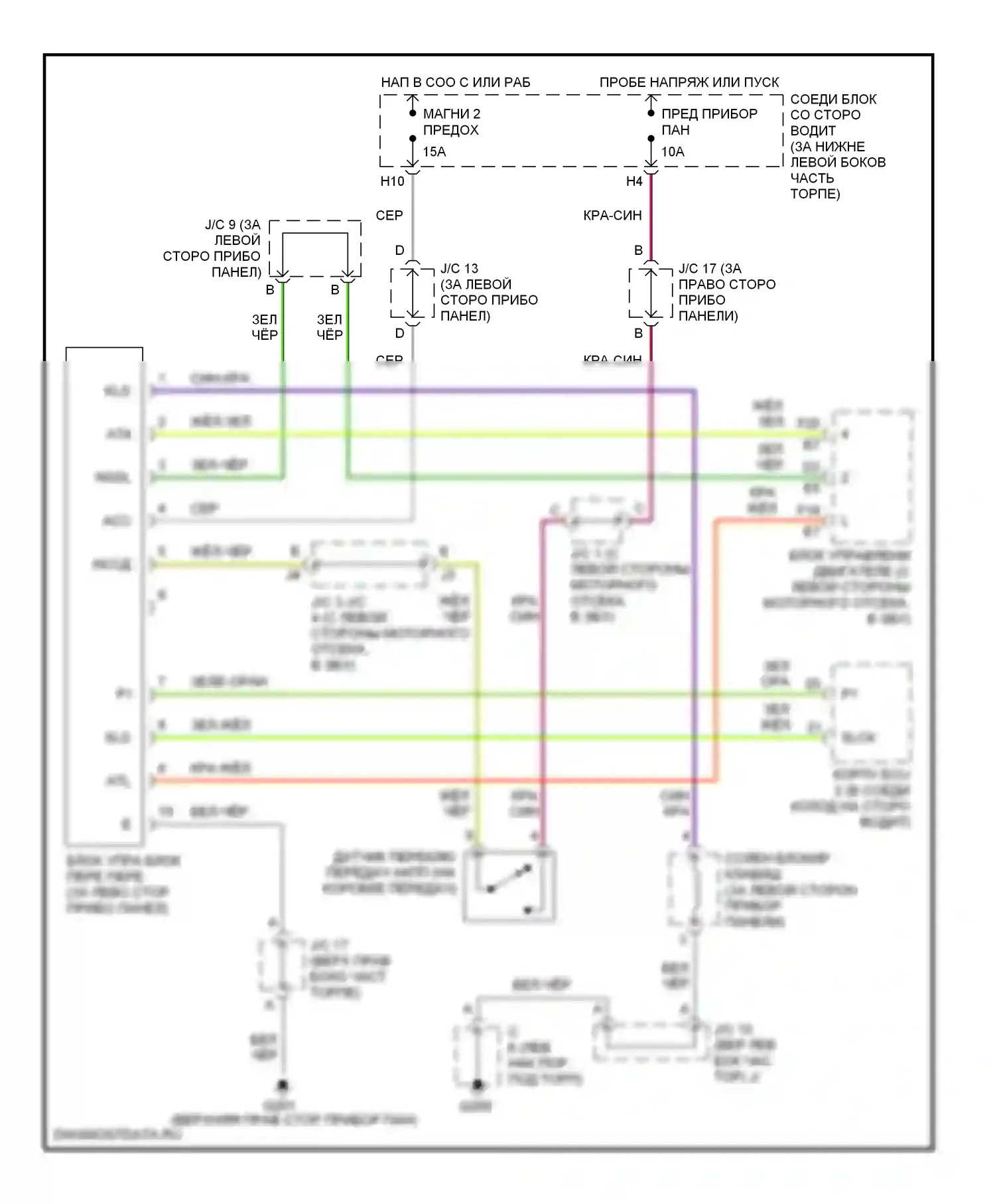 GS Lexus II (1997-2000): 4.0л, электросхема блокировки селектора 