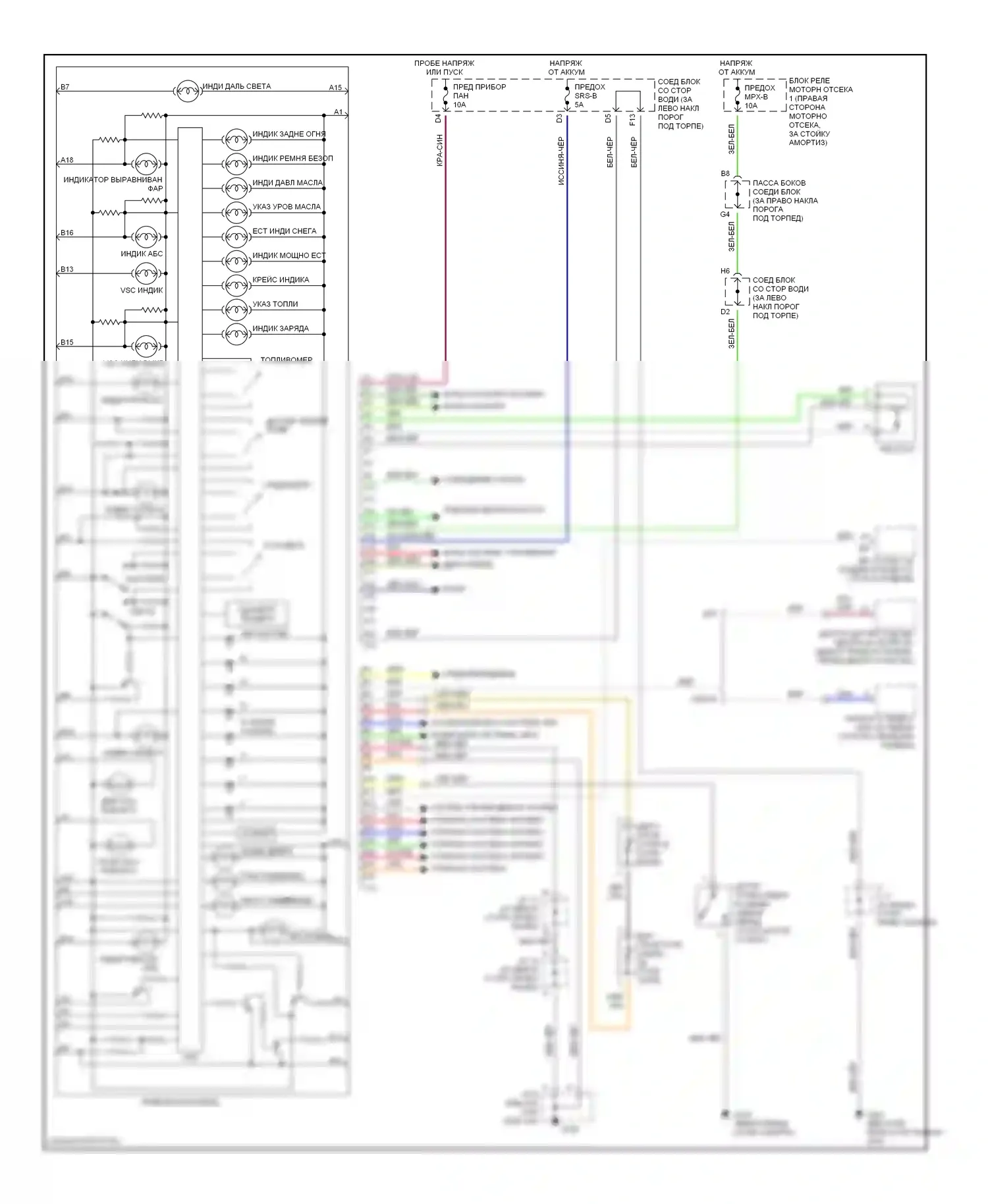 GS Lexus II (1997-2000): Электросхема приборной панели 