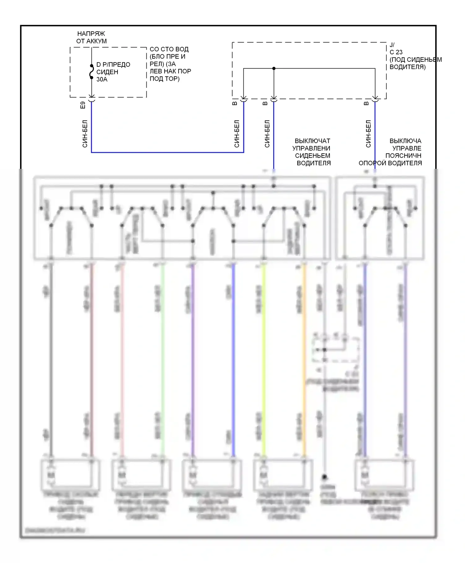GS Lexus II (1997-2000): Электросхема сиденья водителя 
