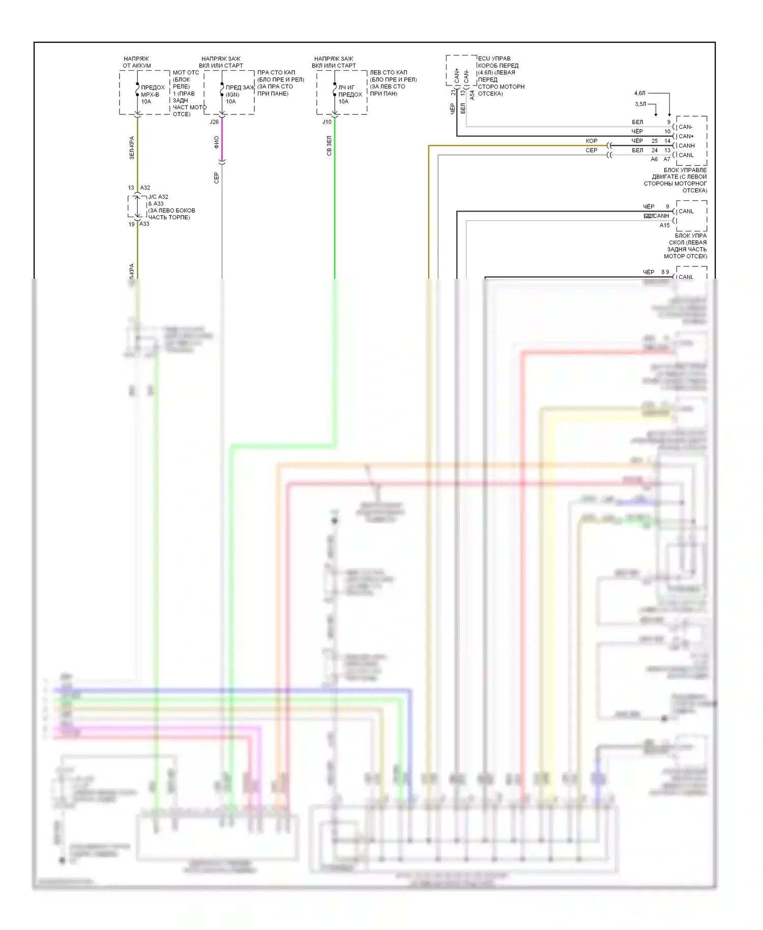GS Lexus III рестайлинг (2007-2011): Электросхема шины высокого/низкого уровня (4 из 4) 