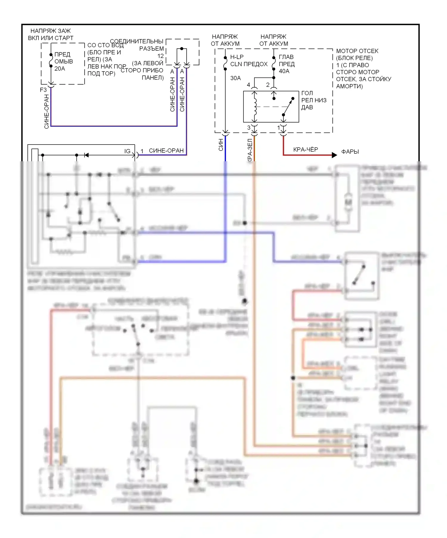 GS Lexus III (2004-2007): Электросхема омывателя фар 