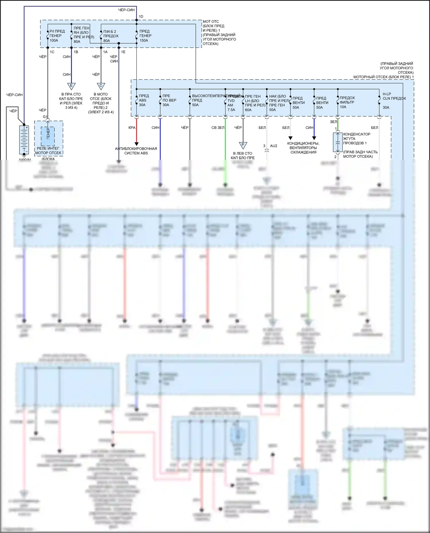 GS Lexus IV рестайлинг (2015-2020): Электросхема блока предохранителей реле (1 из 4) 