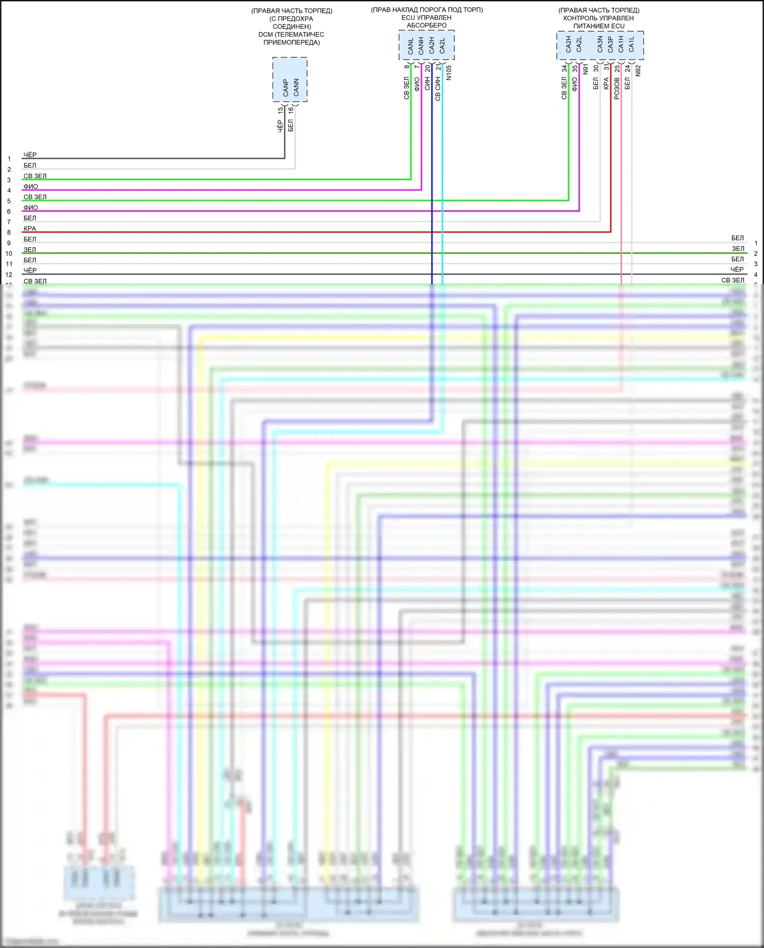 GS Lexus IV рестайлинг (2015-2020): Электросхема шины высокого/низкого уровня (3 из 6) 