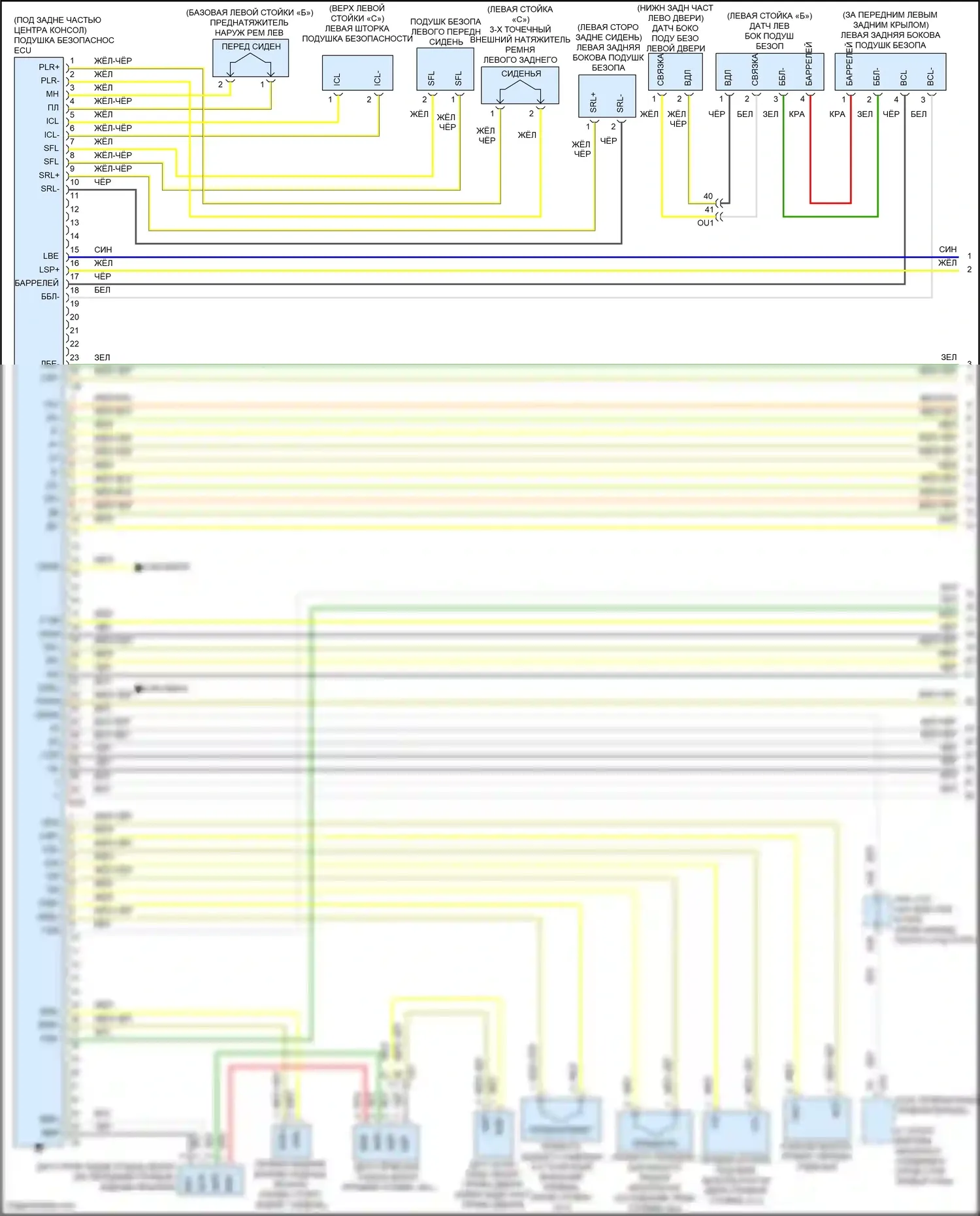 GS Lexus IV рестайлинг (2015-2020): Электросхема подушек безопасности (1 из 3) 