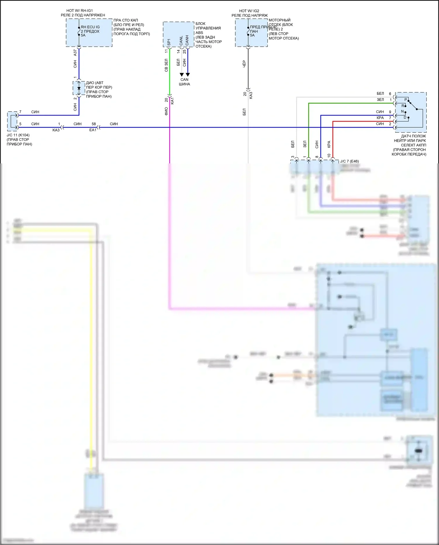 GS Lexus IV рестайлинг (2015-2020): Электросхема заднего гидролокатора (2 из 2) 