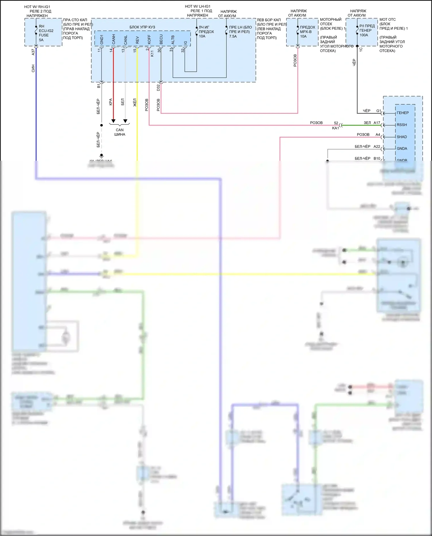 GS Lexus IV рестайлинг (2015-2020): Электросхема солнцезащитного козырька заднего стекла 