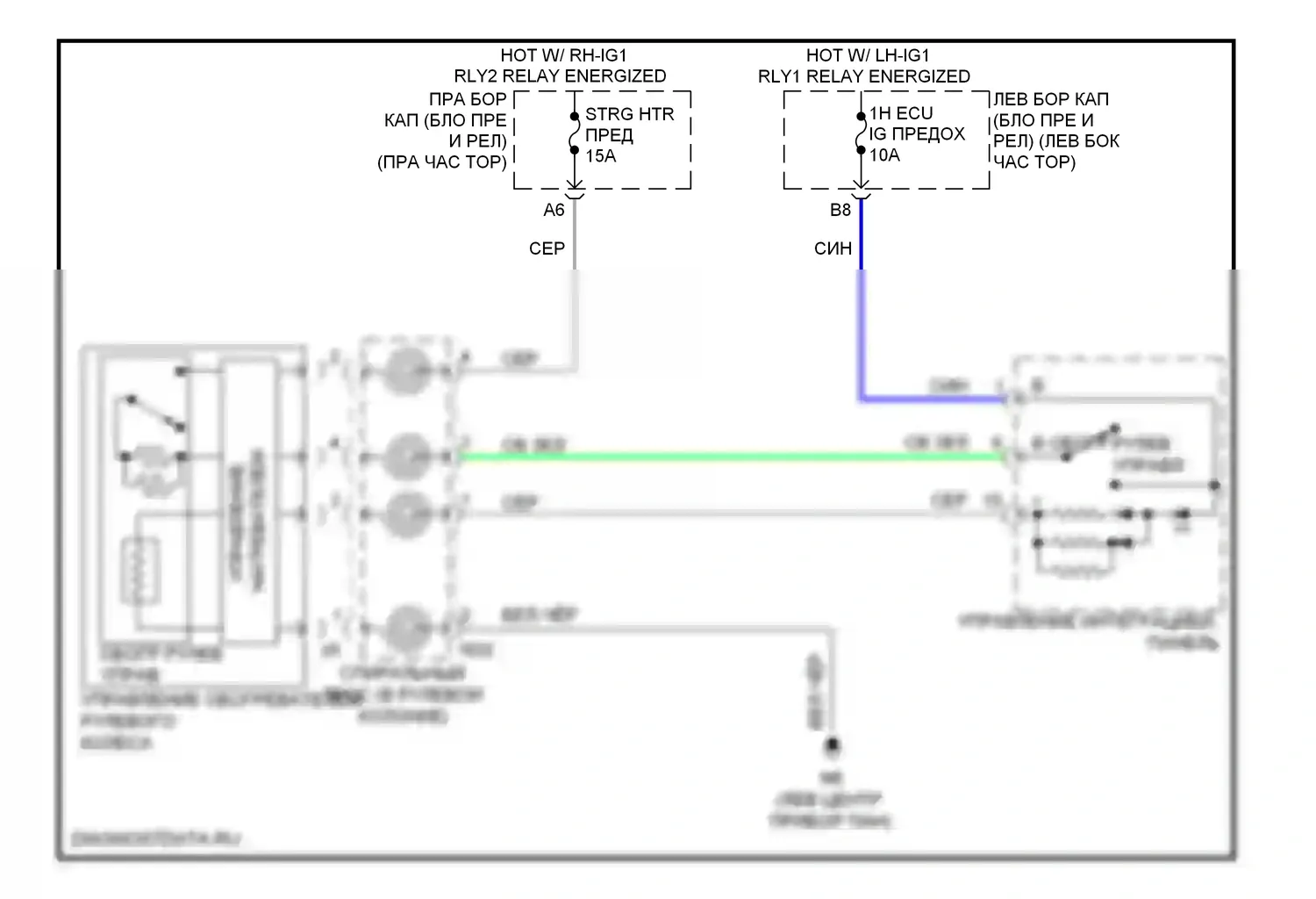 GS Lexus IV (2011-2015): Электросхема рулевого колеса с подогревом 