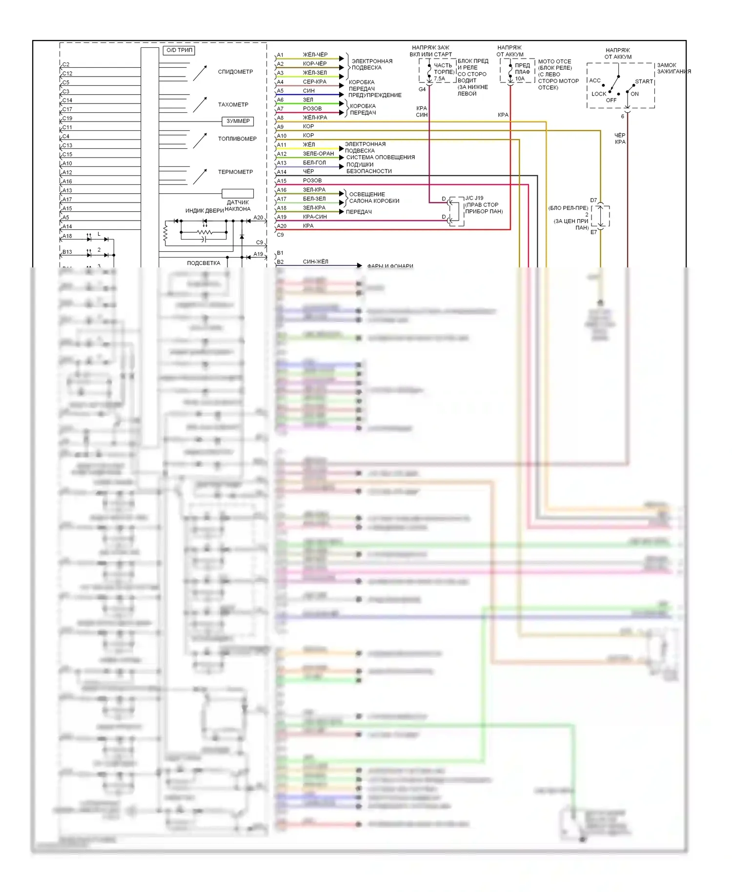 GX Lexus J120 (2002-2009): Электросхема приборной панели (1 из 2) 
