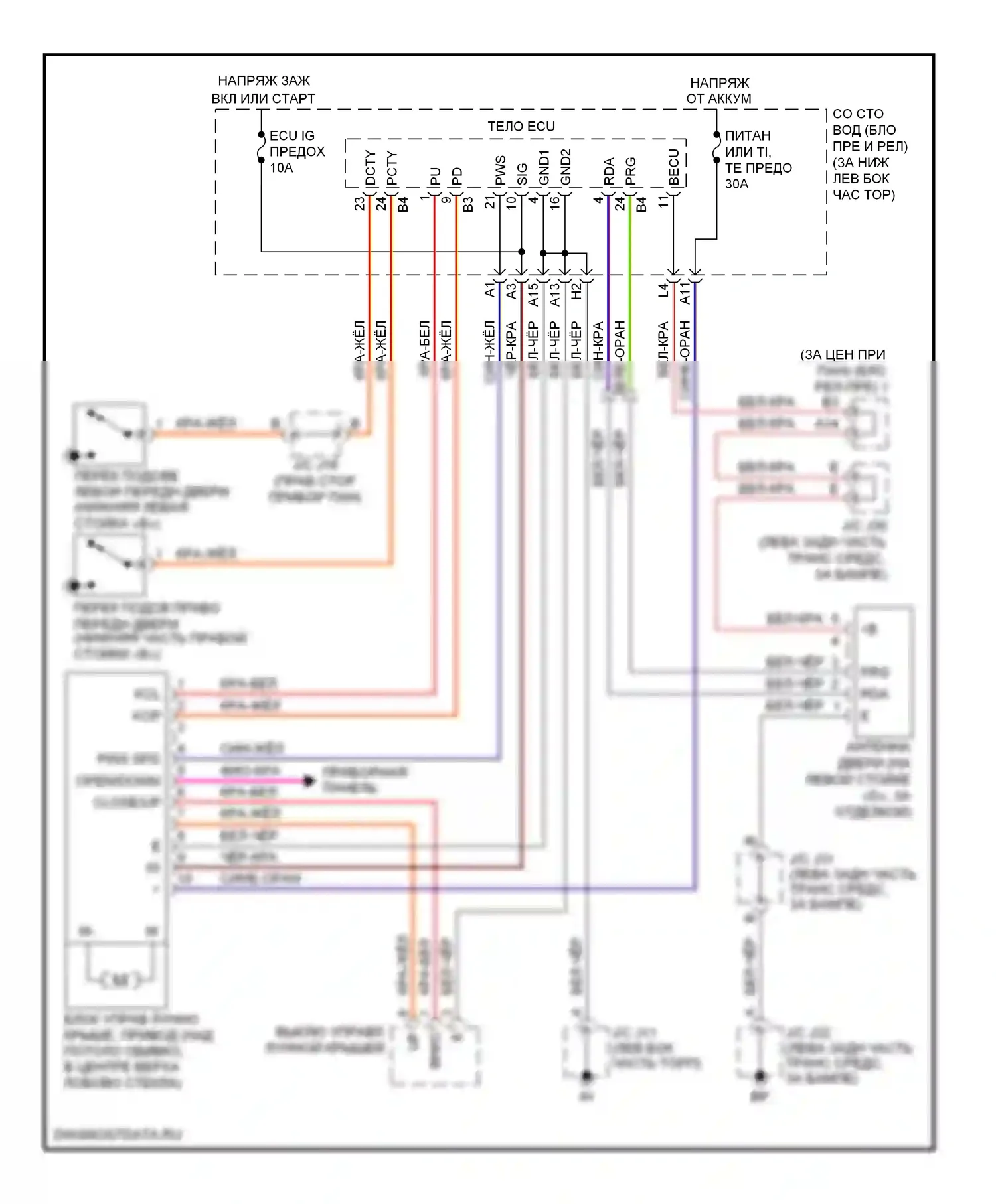 GX Lexus J120 (2002-2009): Электросхема складной крыши/люка 