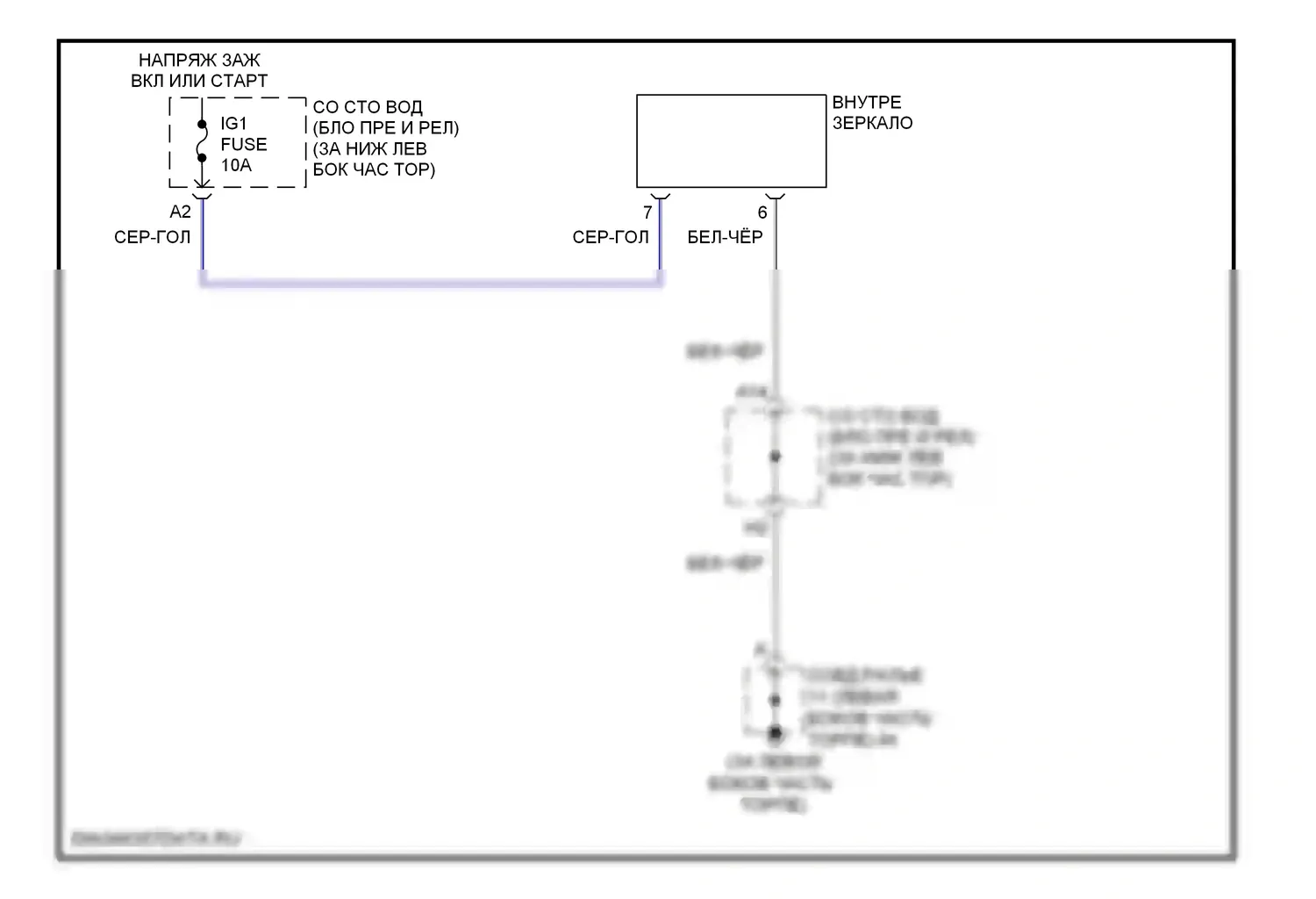 GX Lexus J120 (2002-2009): Электросхема электрохромного зеркала 