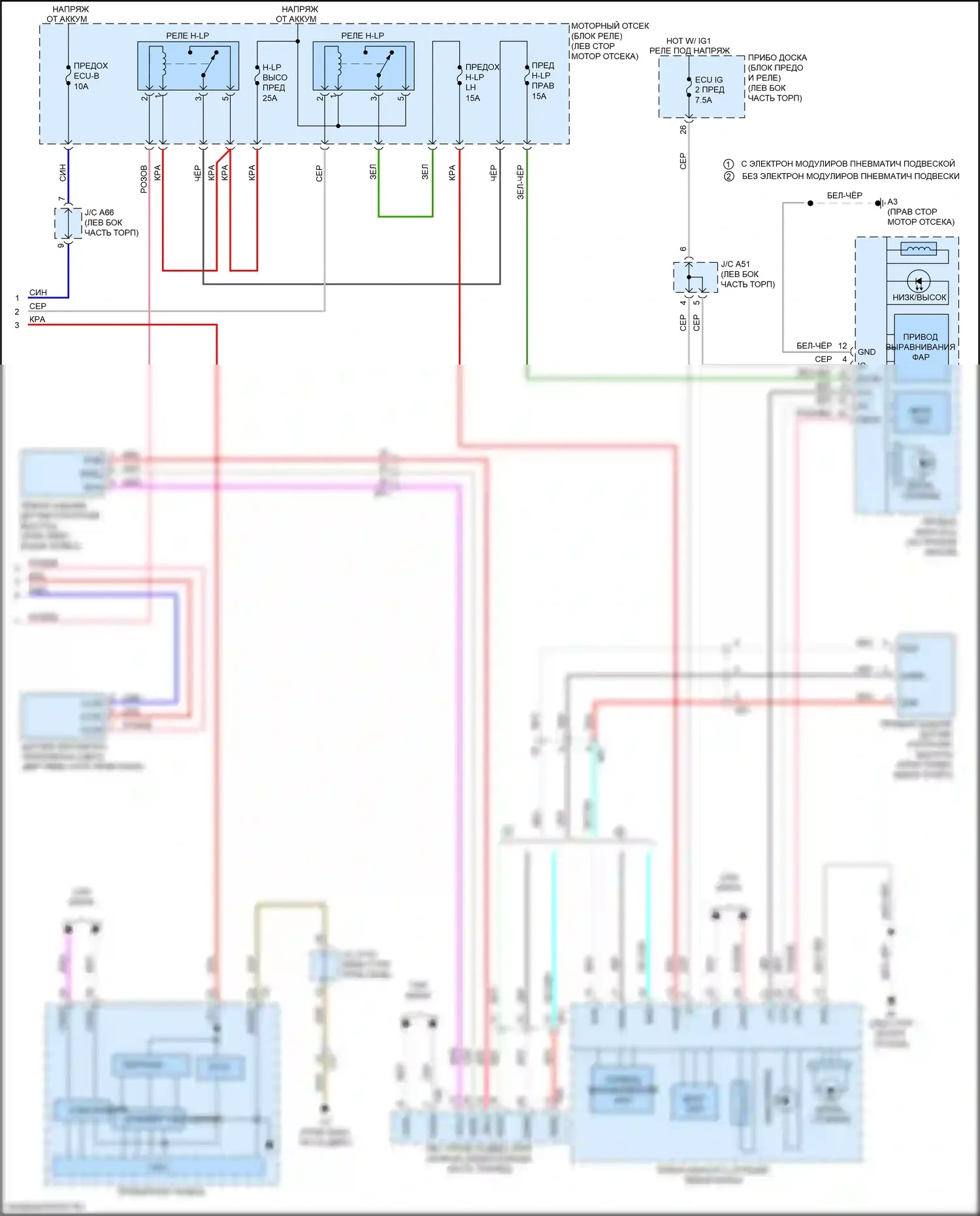 GX Lexus J150 рестайлинг 2 (2019-2023): Электросхема фар (2 из 2) 