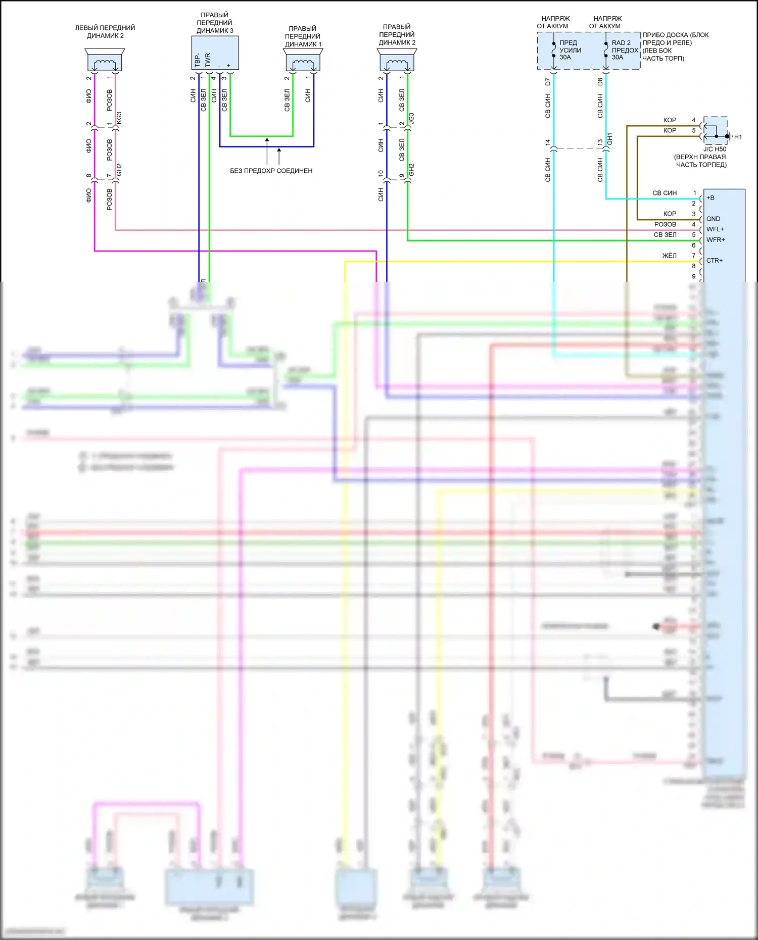 GX Lexus J150 рестайлинг 2 (2019-2023): Электросхема магнитолы, без навигации, с 9 динамиками (5 из 5) 